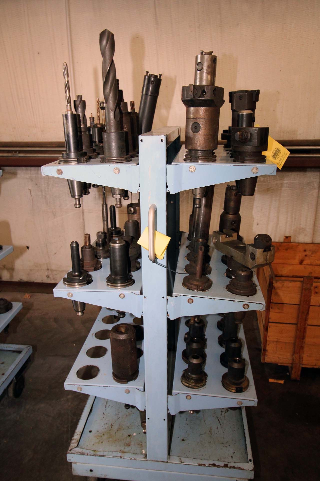 LOT OF CAT TOOLHOLDERS (APPROX. 50) (rolling cart not included)