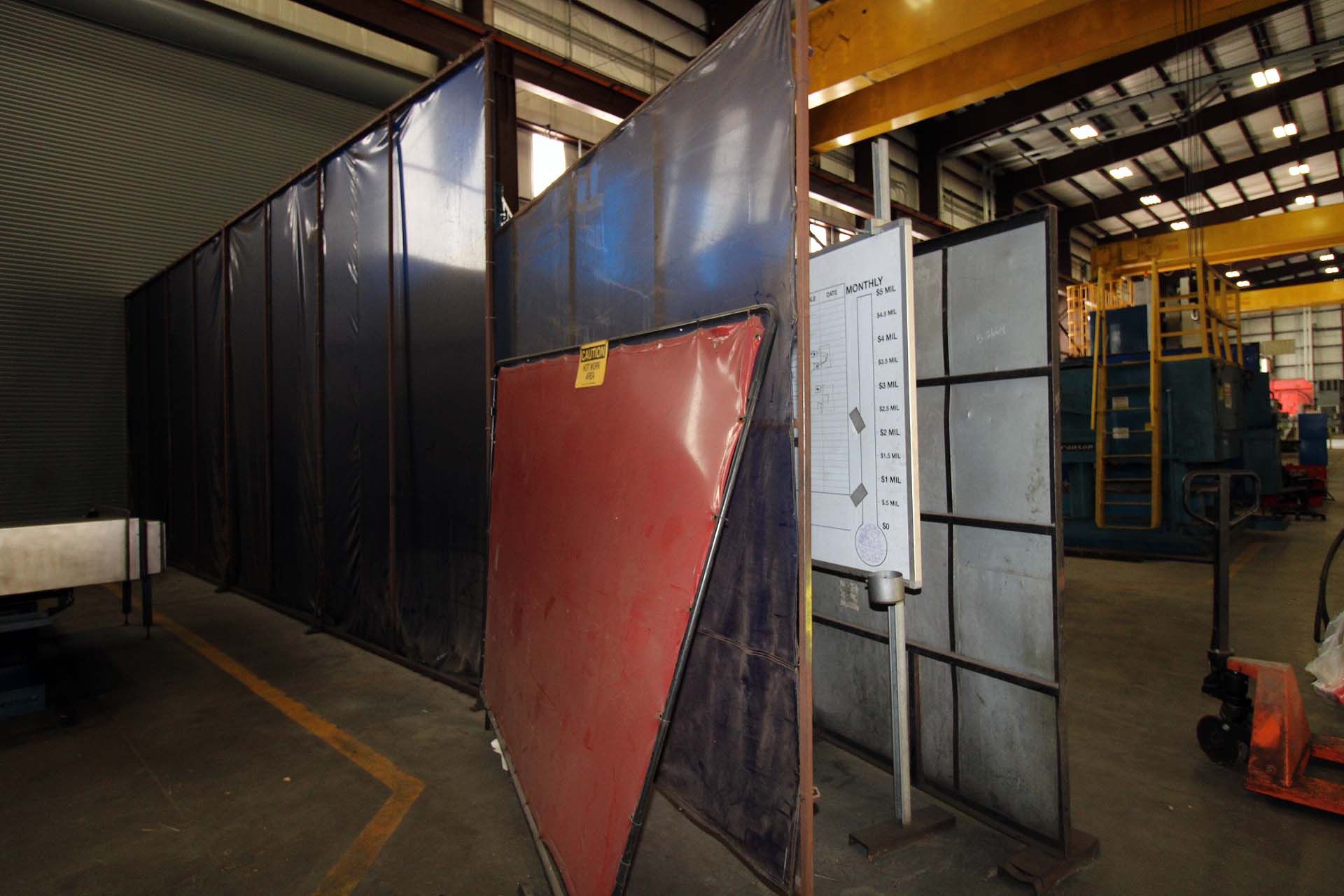 LOT OF WELDING SCREENS: (2) 16'W. x 12' ht., (2) 16'W. x 8' ht., (1) 12'W. x 8' ht.