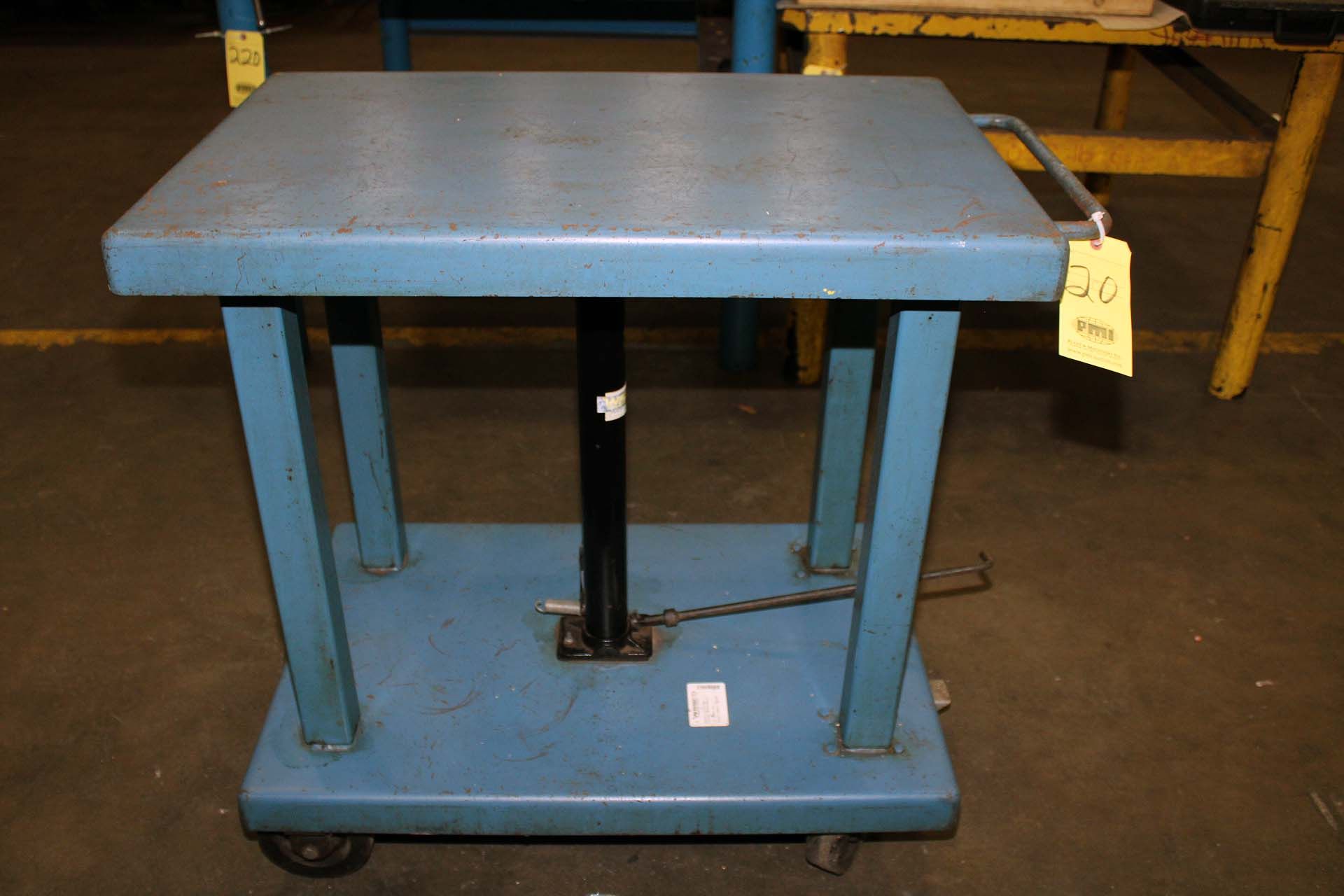 HYDRAULIC LIFT TABLE, WESCO 2,000 LB. CAP. MDL. LT-20-2436, 24" x 36" table, 37" to 59" ht. - Image 2 of 2