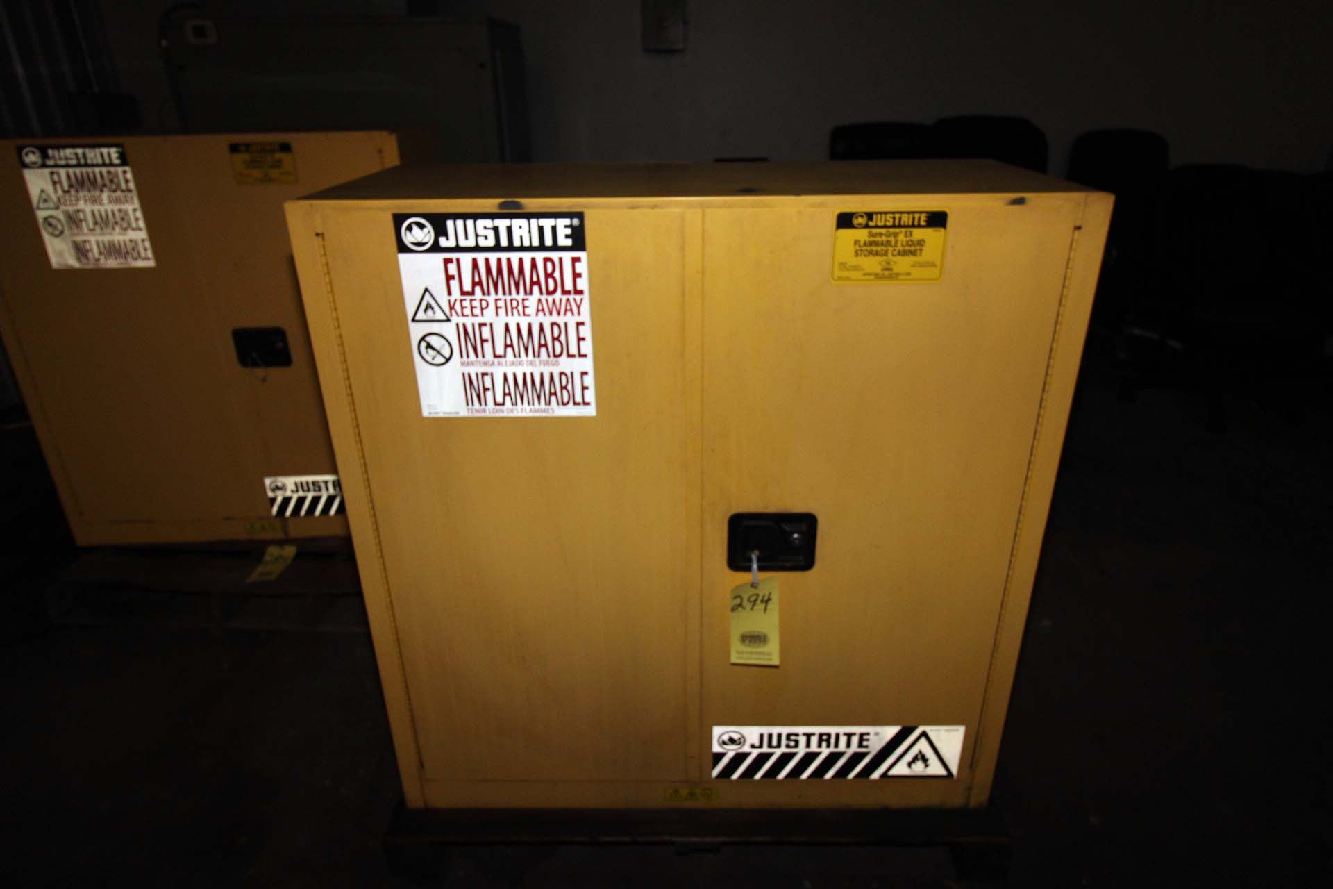 FLAMMABLE MATERIAL STORAGE CABINET, 34" x 34" x 65" ht., w/contents