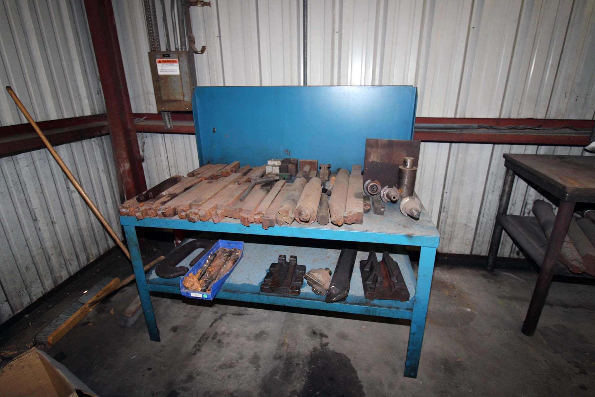 LOT CONSISTING OF: (3) steel tables, turning tools (on six pallets), machine jaws, in-process - Image 3 of 9
