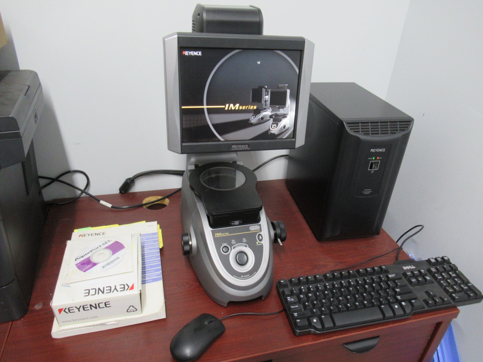 IMAGE DIMENSION MEASURING SYSTEM, KEYENCE MDL. IM-6020, IM-6501E computer software, S/N CC112120