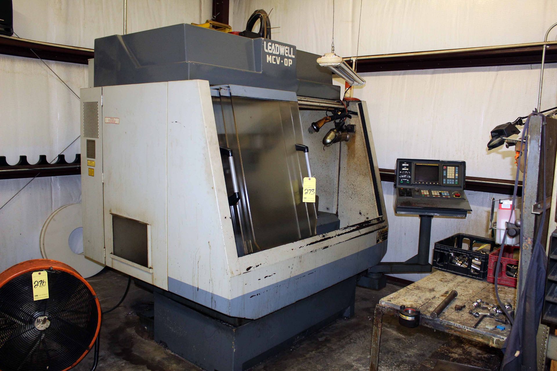 CNC VERTICAL MACHINING CENTER, LEADWELL MCP-OP, 25.6" x 13.7" tbl. size, spindle taper, Cat-40,