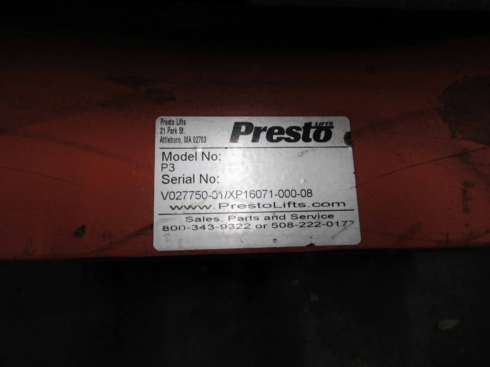 LIFTING ROTARY TABLE, PRESTO P3, S/N V027750-01 (Location 12: Hippo Hopper, 27807 Red Fox Rd, - Image 2 of 3