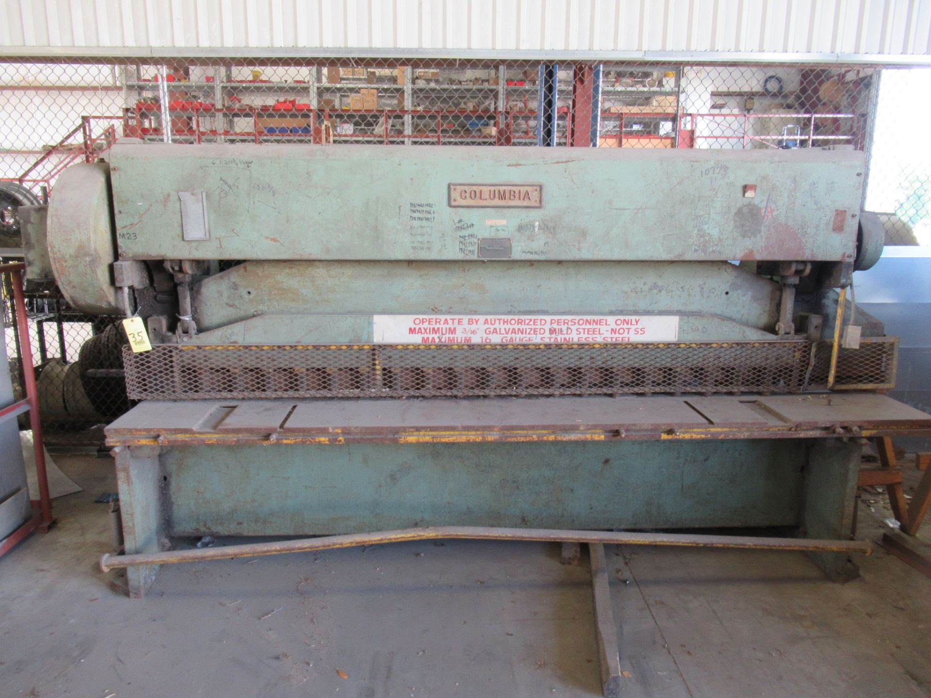 MECHANICAL SHEAR, COLUMBIA 3/16 X 10’, MDL. 4PSG-10,S/N W160-2 (Location 7: McCorvey Industrial