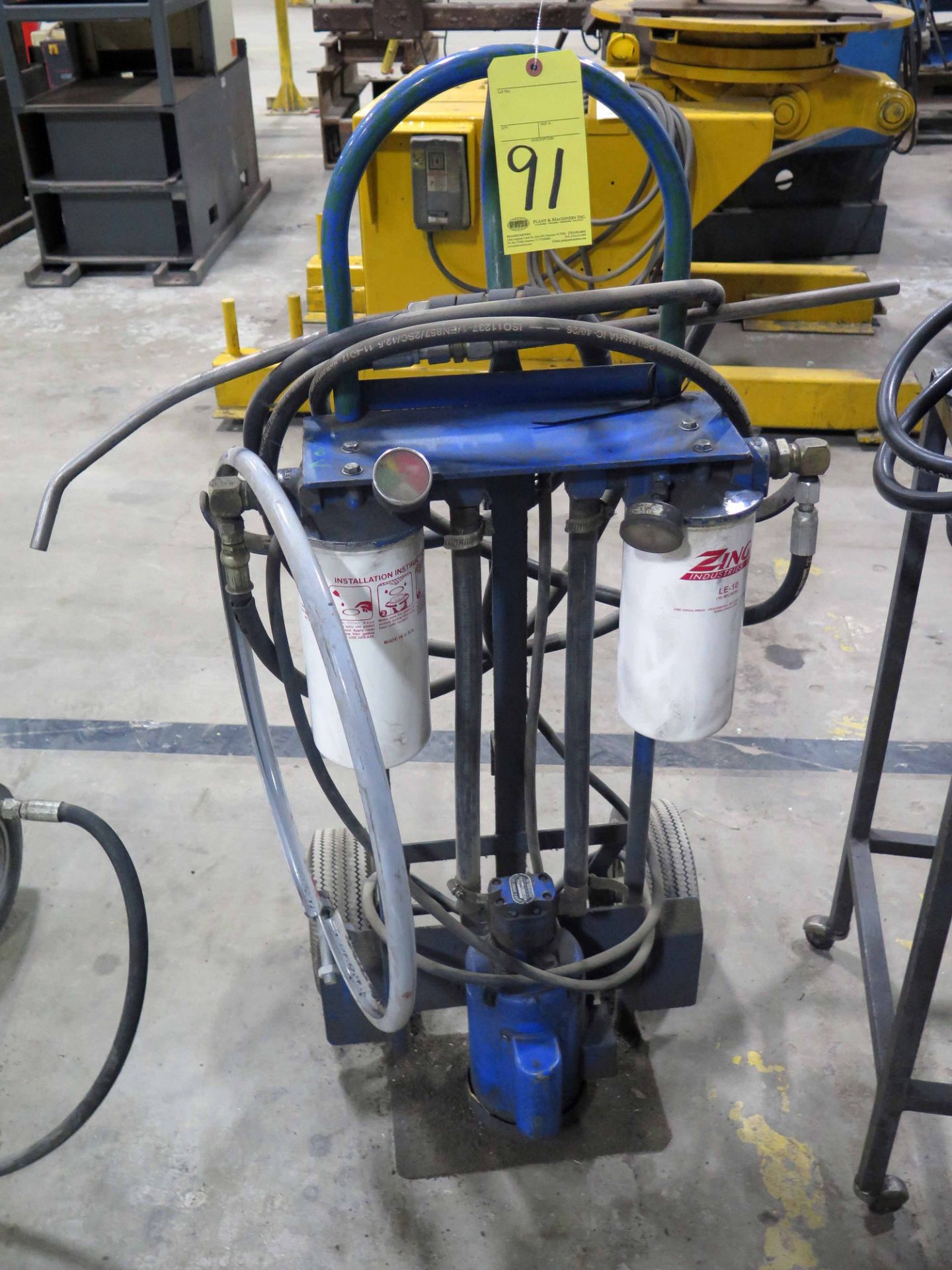 HAND TRUCK MOUNTED HYDRAULIC PUMP, motorized, w / filter system