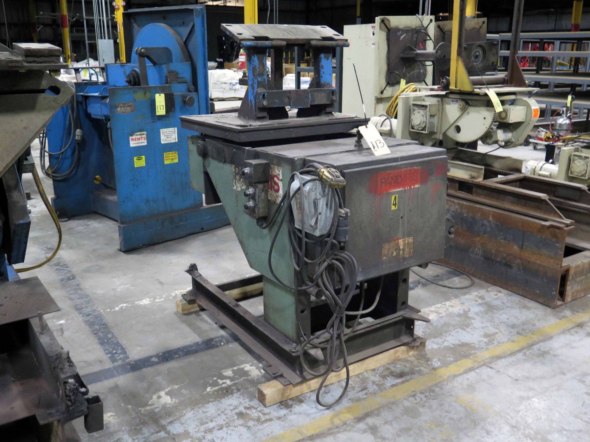 WELDING POSITIONER, PANDJIRIS 3,000 LB. CAP. MDL. 30-6, 3,000 lb. cap. @ 6" C.G., 30" sq. rotary