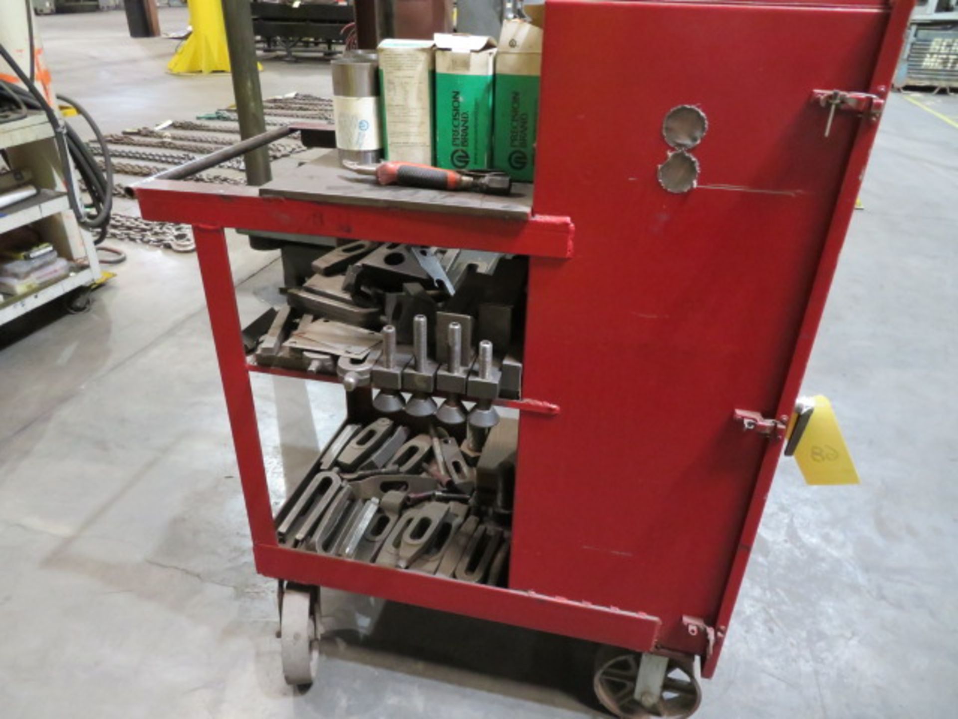 ROLLING CABINET, w/assorted clamps, shims, set-up tooling