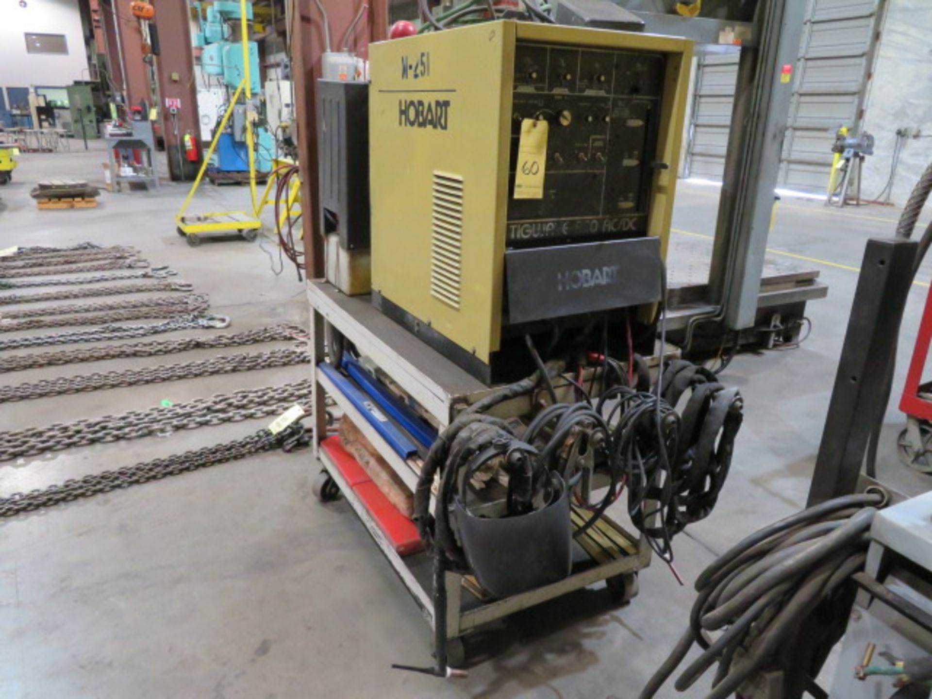 TIG WELDER, HOBART MDL. TIGWAVE 250ACDC, 250 amps @ 30 v., 40% duty cycle, chiller unit, foot pedal,