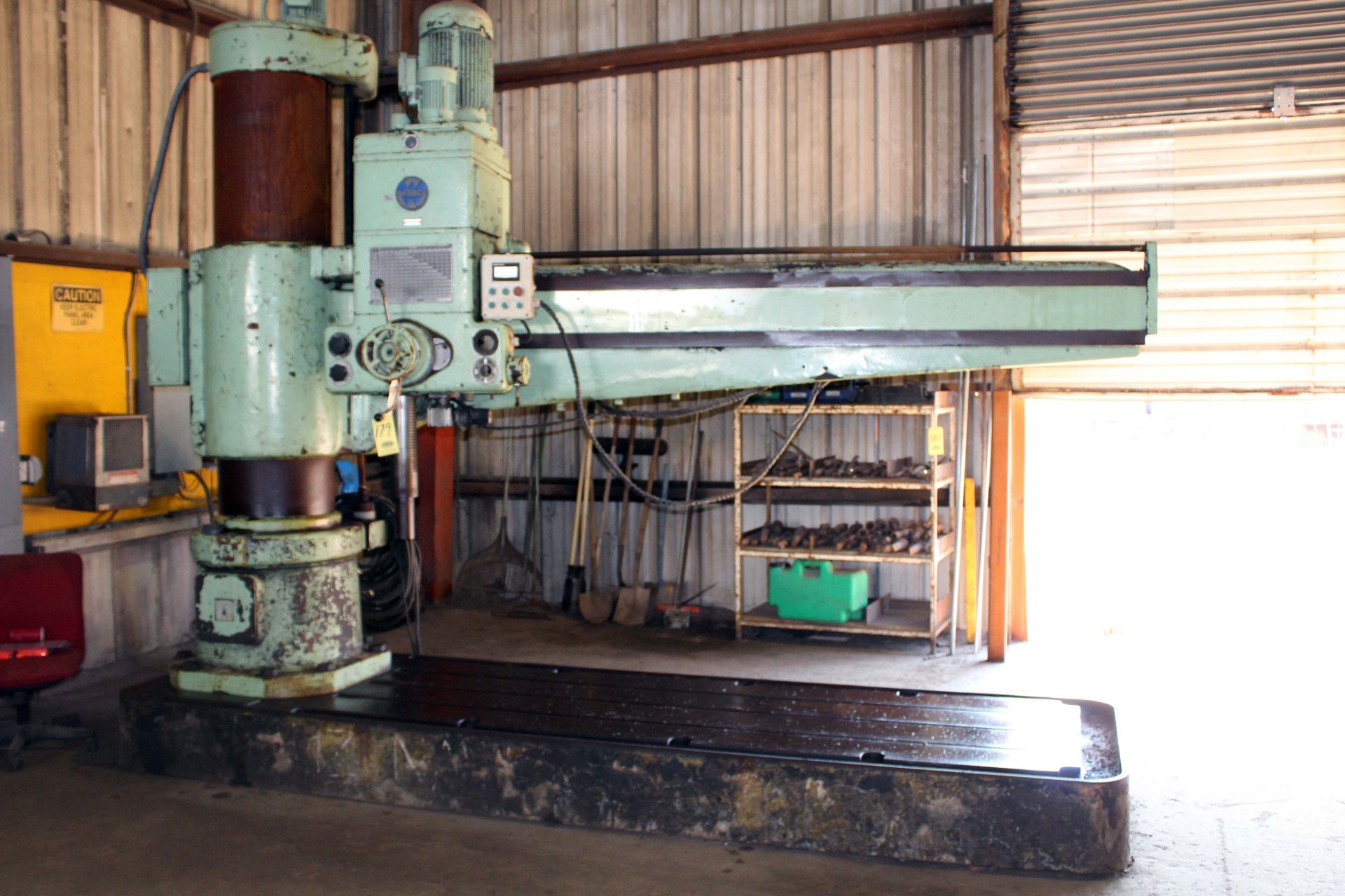 RADIAL ARM DRILL, WEBO, 10' X 18", updated Mitsubishi electrics, S/N BR70H-E888/14