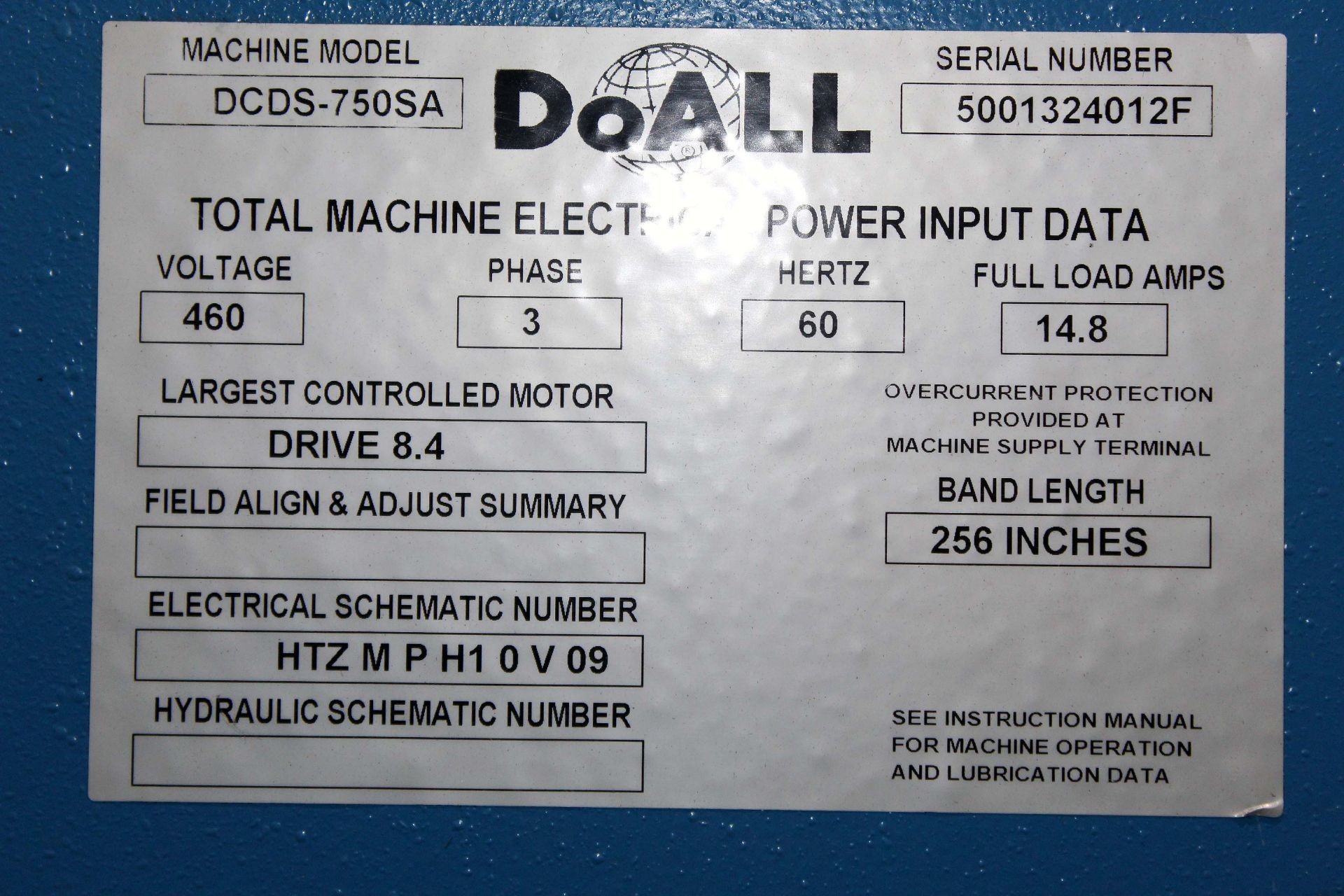 AUTOMATIC HORIZONTAL MITERING BANDSAW, DOALL MDL. DCDS-750SA, new 2018, 19.69" round tube cap., 15. - Image 9 of 9