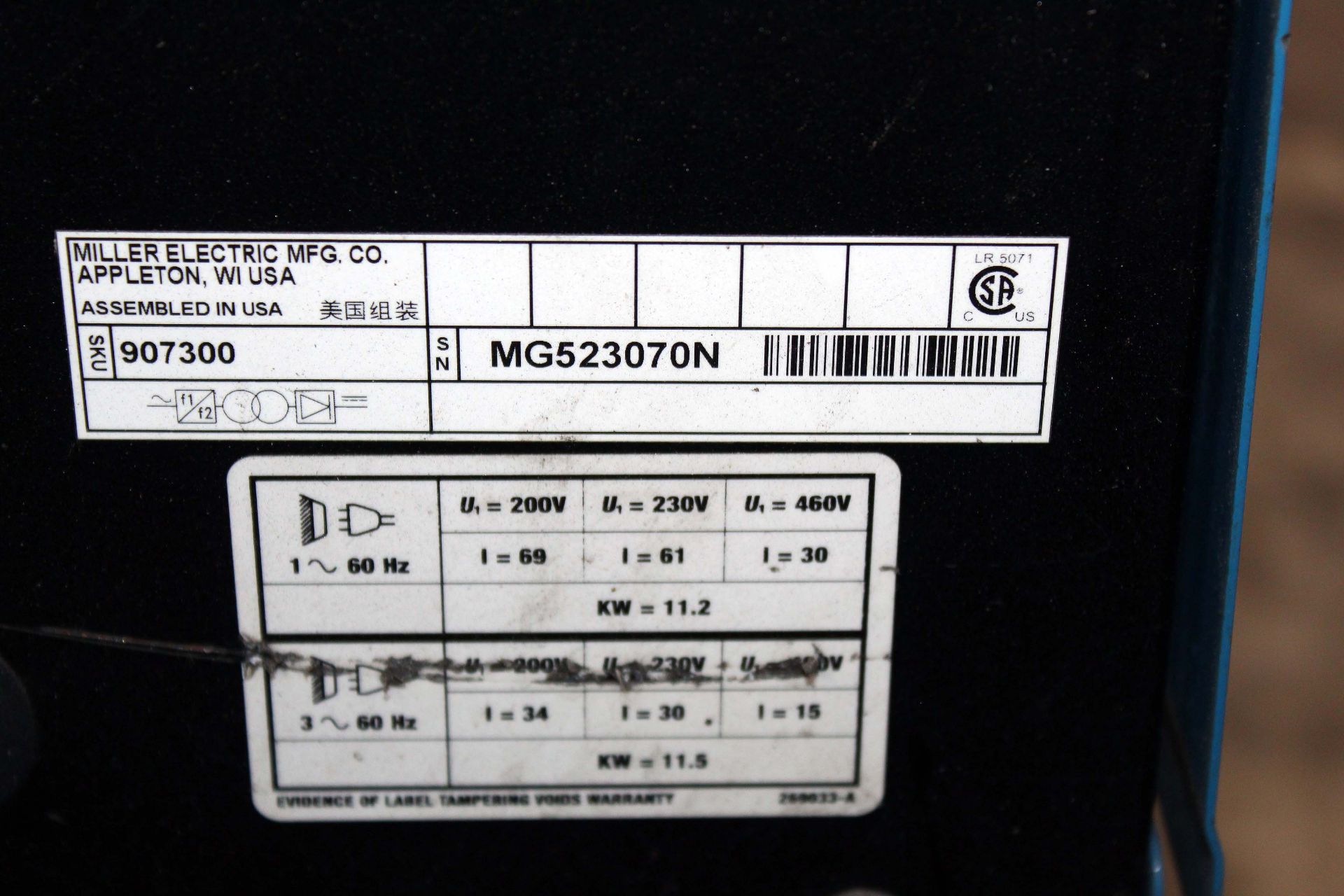 WELDING MACHINE, MILLER MDL. MILLERMATIC 350P, S/N MG523070N - Image 2 of 2