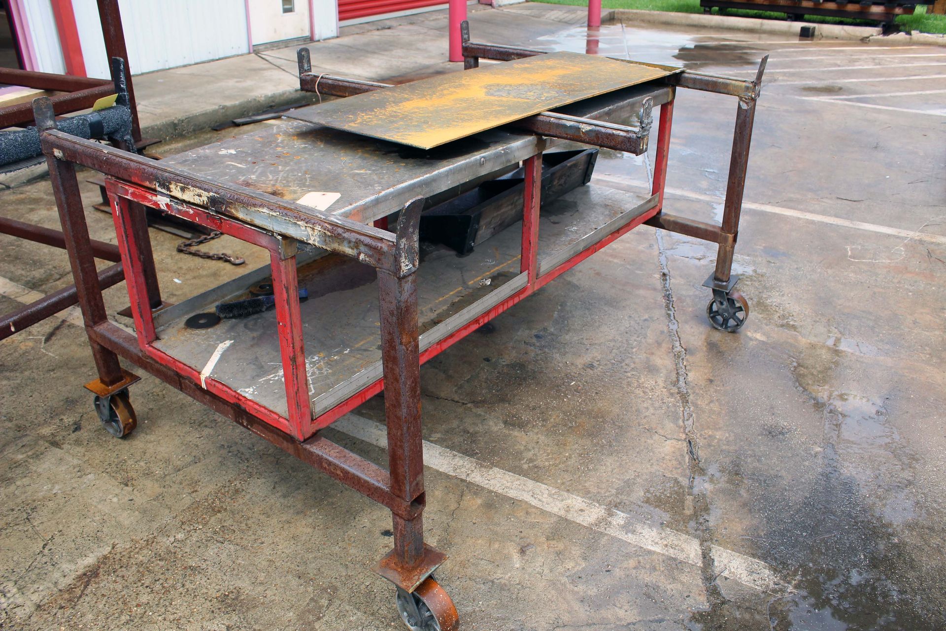 LOT OF FABRICATED ROLLING MATERIAL TRANSFER CARTS (2), 4' x 6'