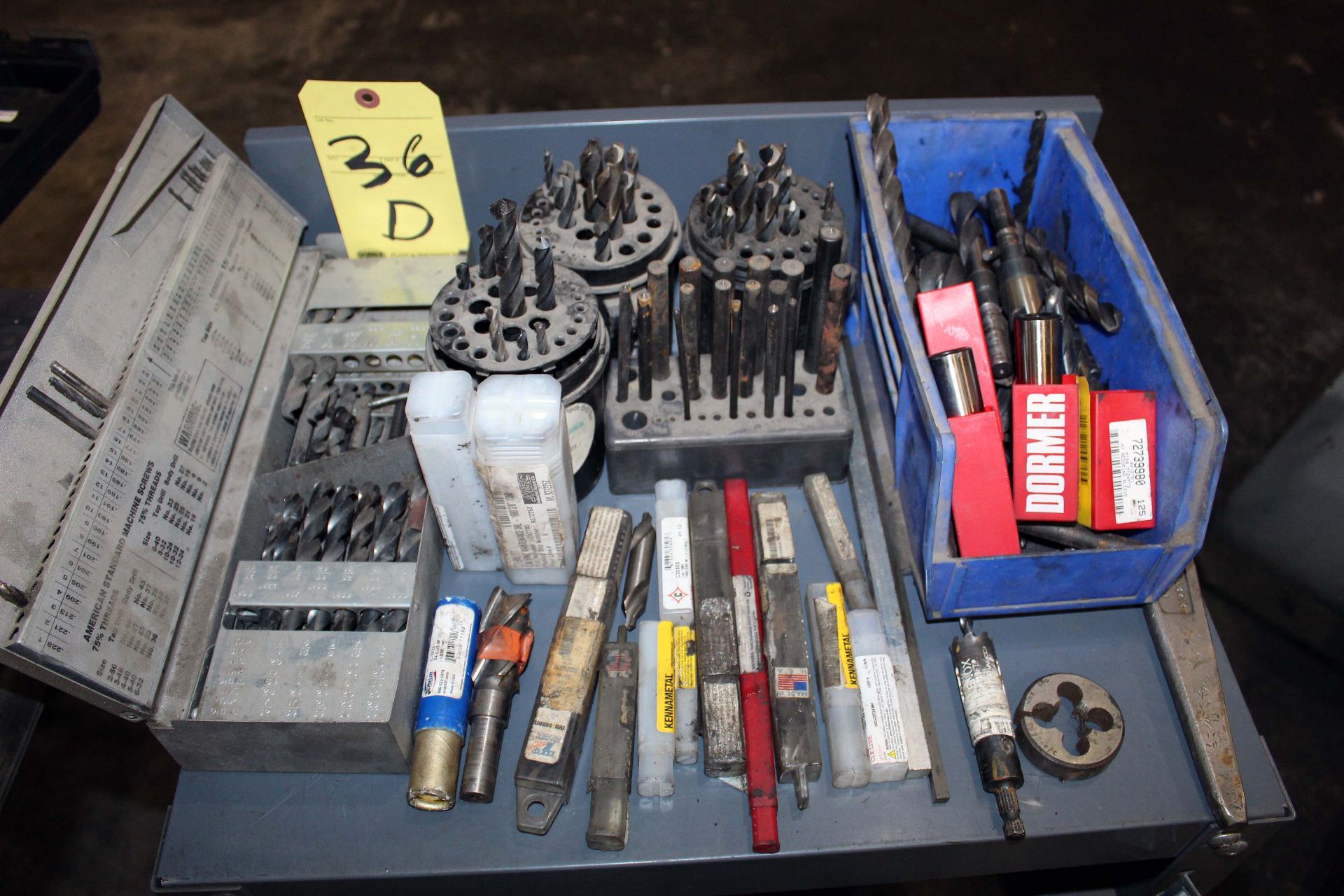 METAL STORAGE CABINET, w/contents (drill bits, endmills) - Image 2 of 2