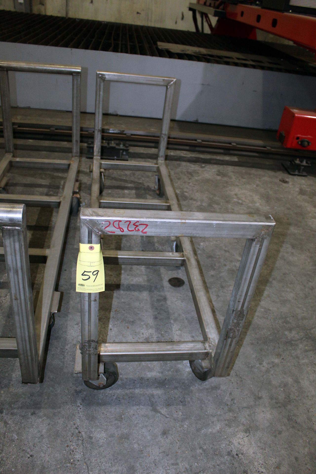 FABRICATED STAINLESS STEEL CART, 20" x 6'