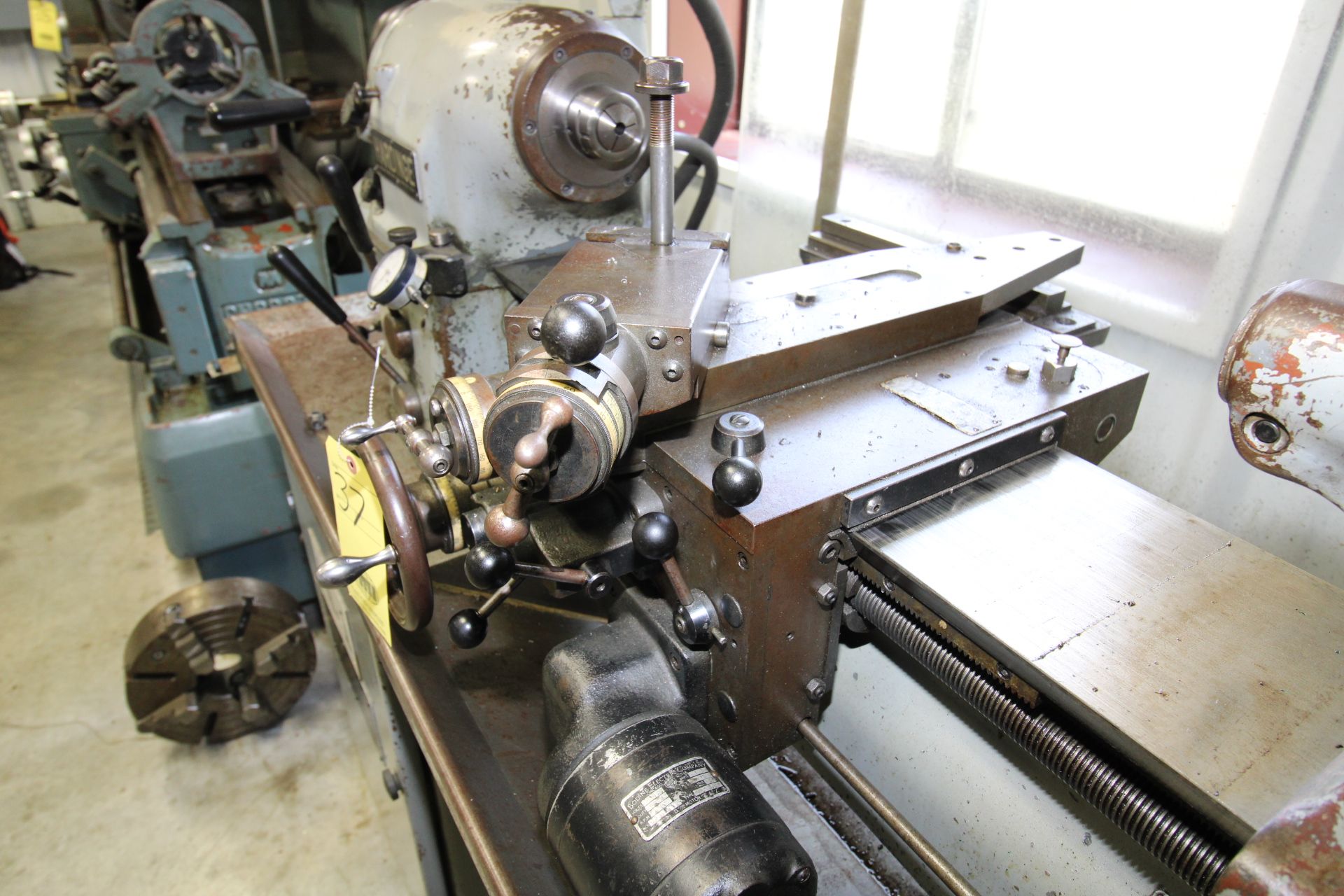 PRECISION TOOLROOM LATHE, HARDINGE MDL. HLVH, 10” swing, 20” dist. btwn. centers, cabinet base, - Image 7 of 13