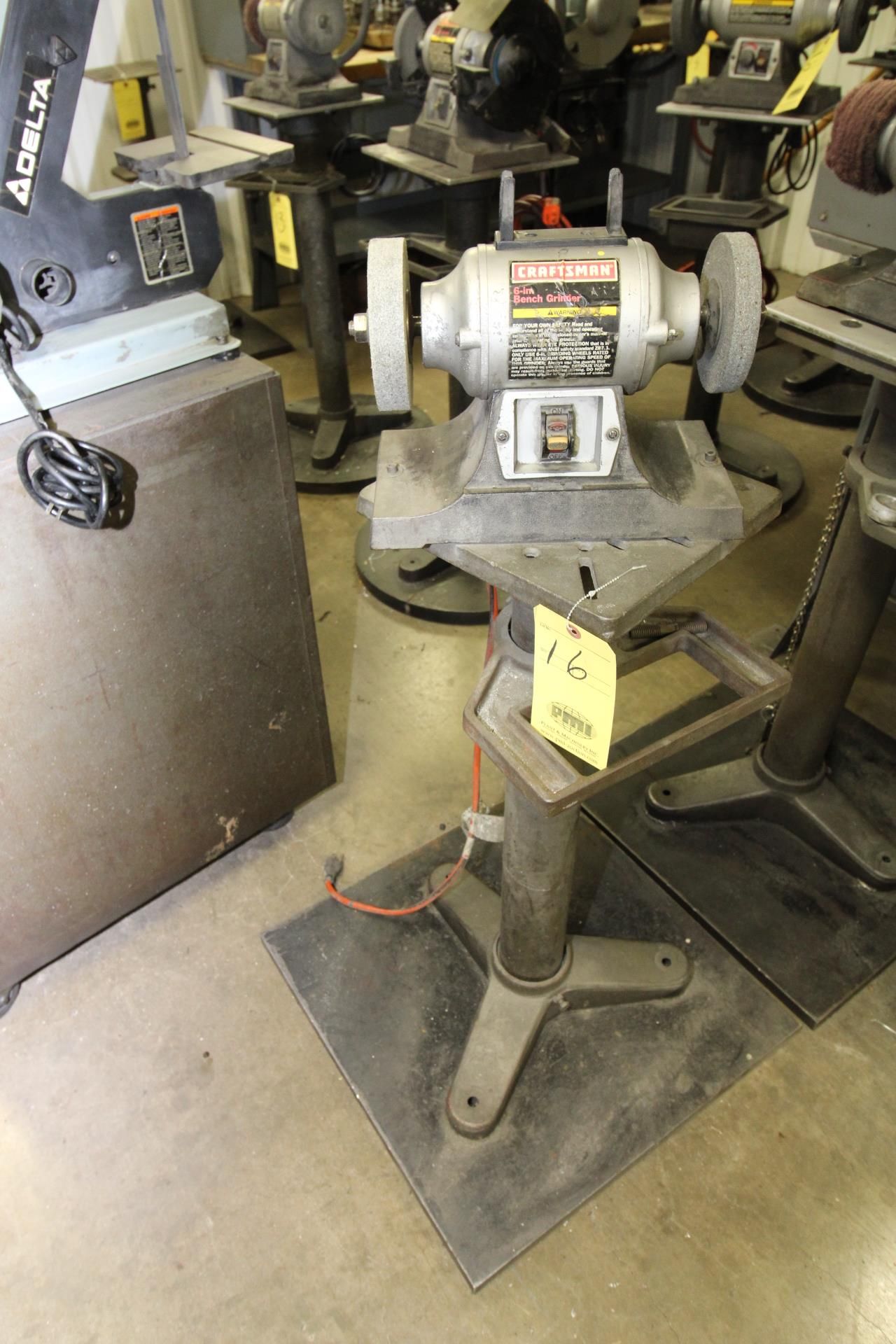 PEDESTAL BENCH GRINDER, CRAFTSMAN 6", 1/5 HP motor, set-up for polishing