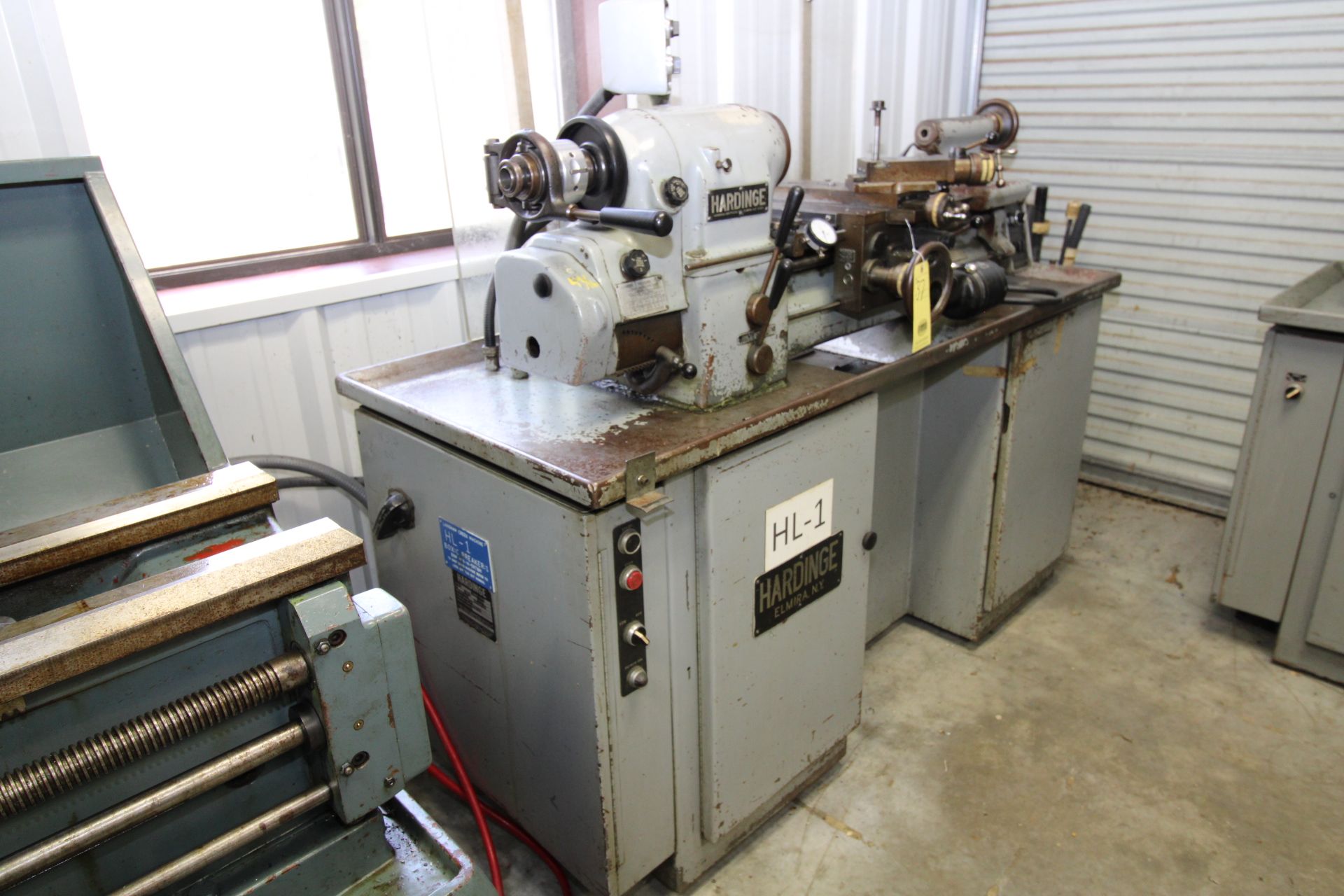 PRECISION TOOLROOM LATHE, HARDINGE MDL. HLVH, 10” swing, 20” dist. btwn. centers, cabinet base, - Image 2 of 13