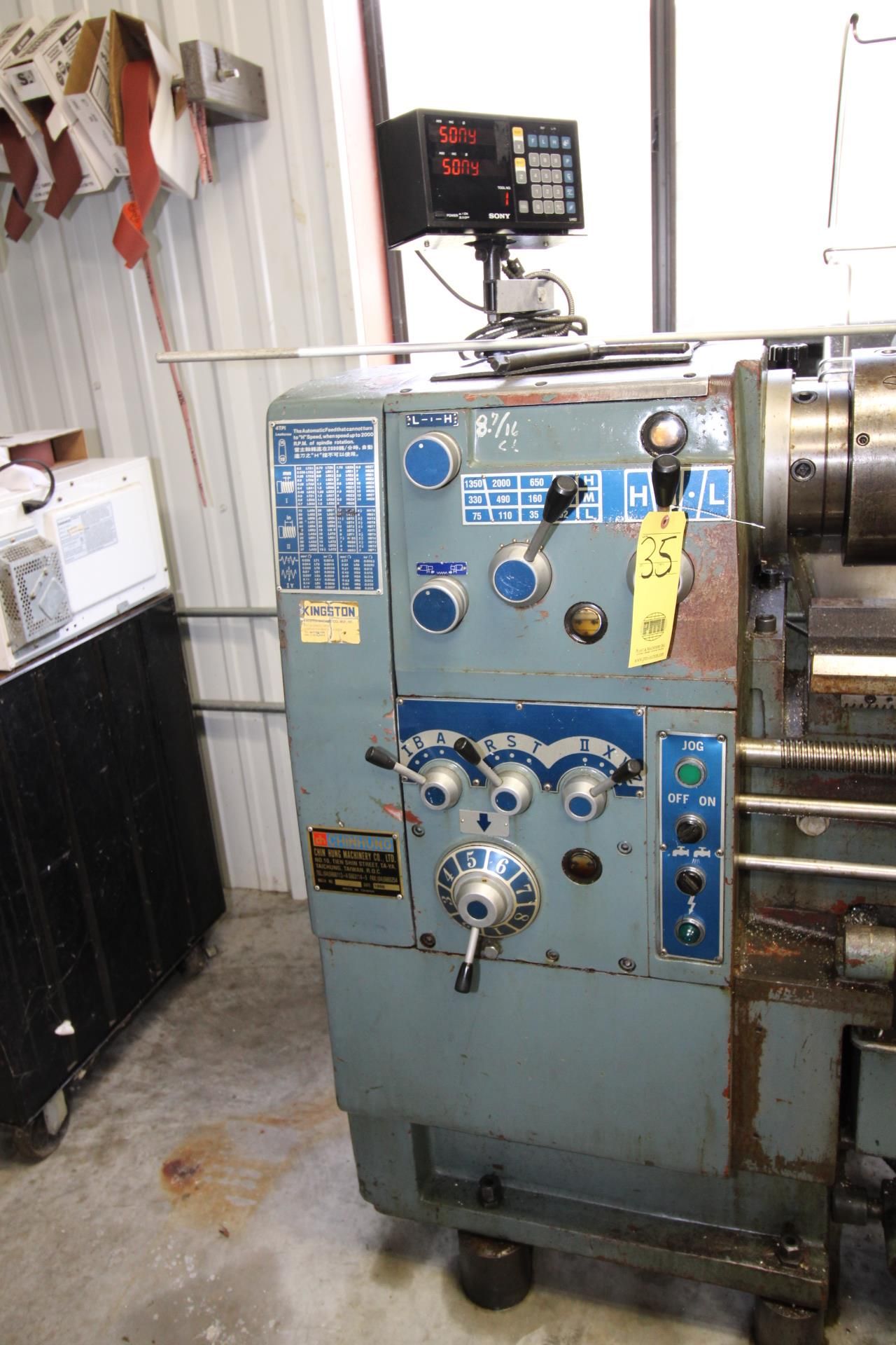 GAP BED ENGINE LATHE, KINGSTON 17” X 60”, new 2003, spds: 52-1350 RPM, 10” dia. 3-jaw chuck, 4-jaw - Image 7 of 11