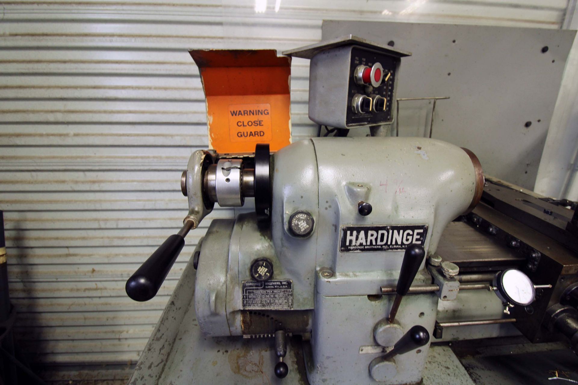 PRECISION TOOLROOM LATHE, HARDINGE MDL. HLVH, 10” swing, 20” dist. btwn. centers, cabinet base, - Image 7 of 9