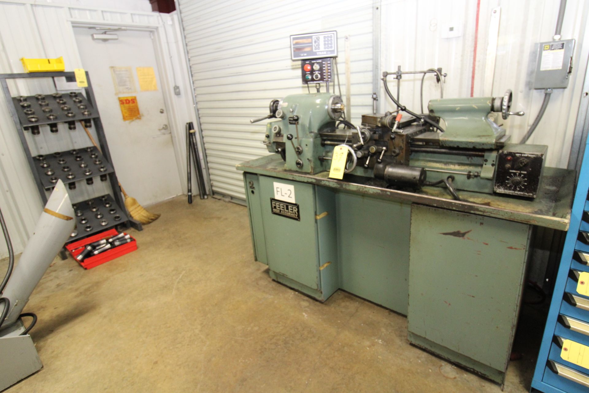 PRECISION TOOLROOM LATHE, FEELER MDL. FTL-618E, new 1985, 1-1/2 HP motor, lever type collet - Image 2 of 13