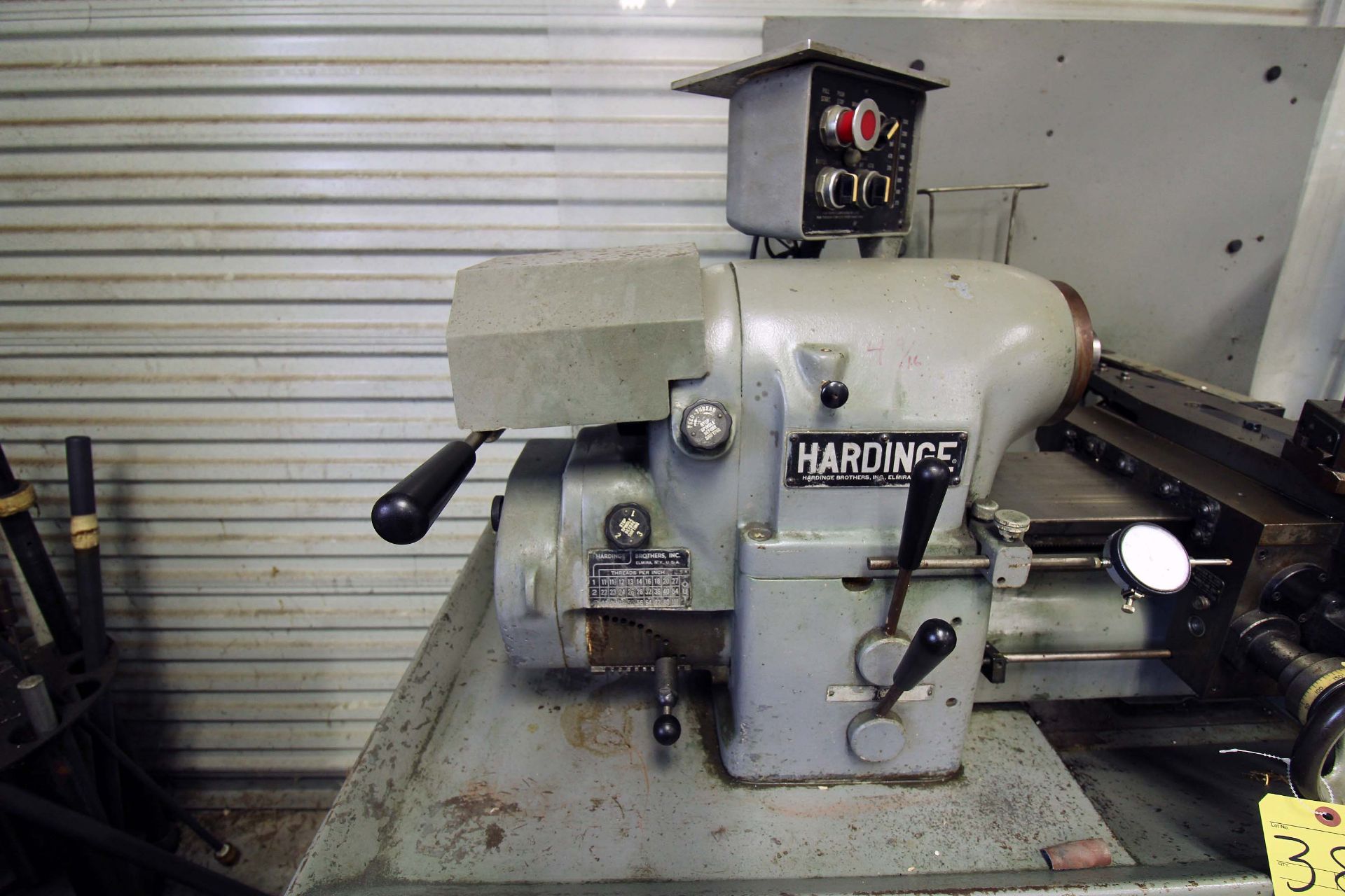 PRECISION TOOLROOM LATHE, HARDINGE MDL. HLVH, 10” swing, 20” dist. btwn. centers, cabinet base, - Image 8 of 9