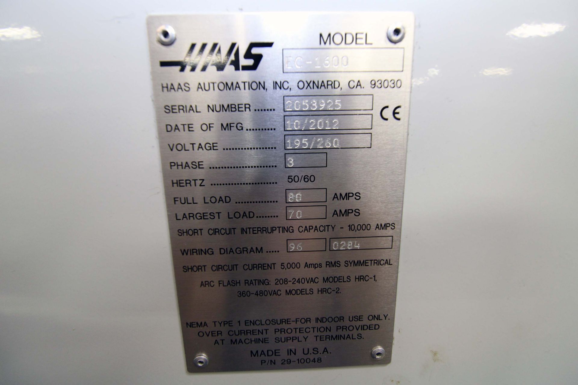 4-AXIS HORIZONTAL MACHINING CENTER, HAAS MDL. EC1600, new 10/2012, 64” x 36” table, 30” built-in - Image 14 of 14