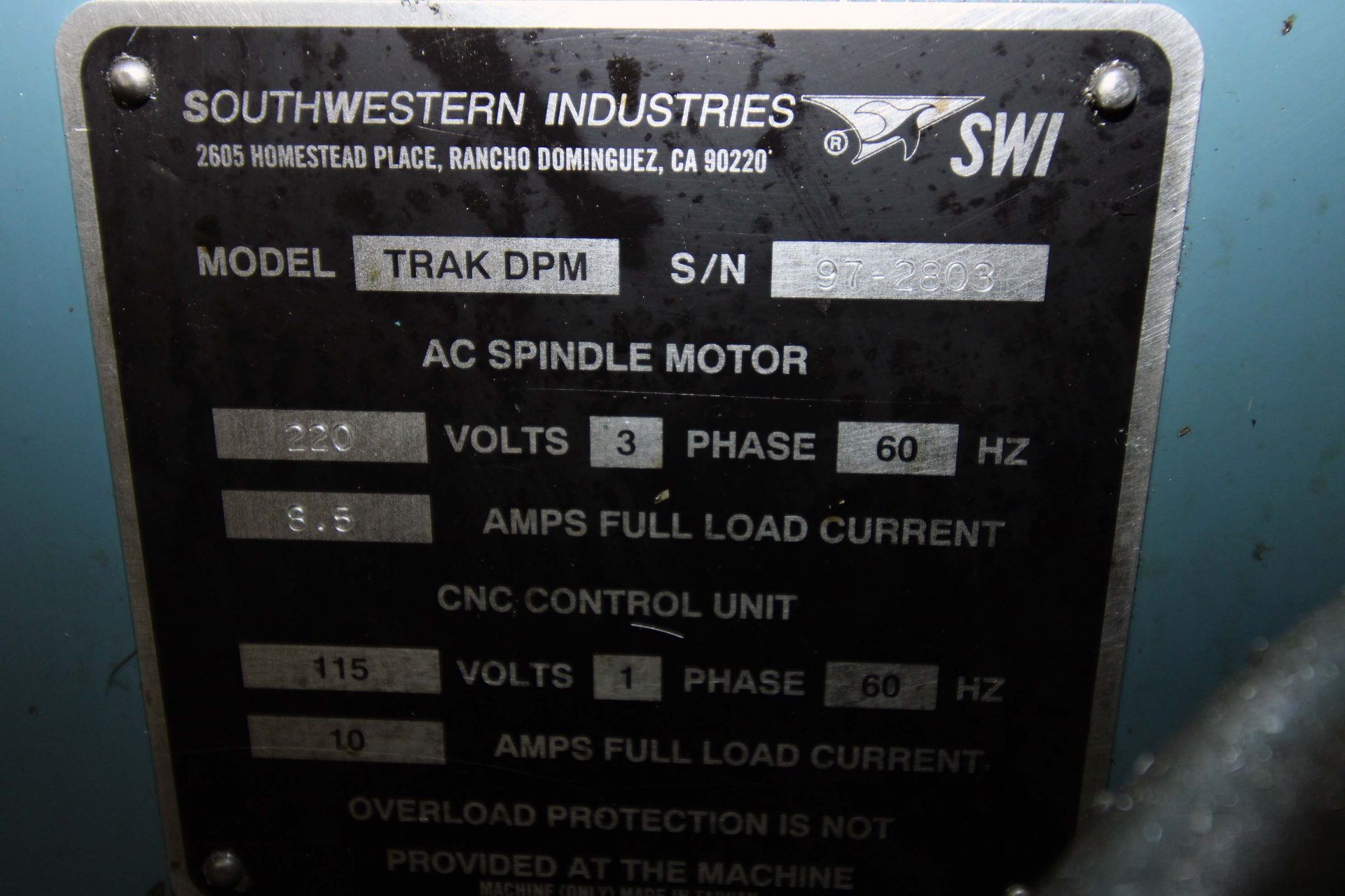 CNC BED TYPE VERTICAL TURRET MILL, TRAK MDL. DPM, Trak Mdl. AGE3 CNC control, Microdrop mist coolant - Image 7 of 12