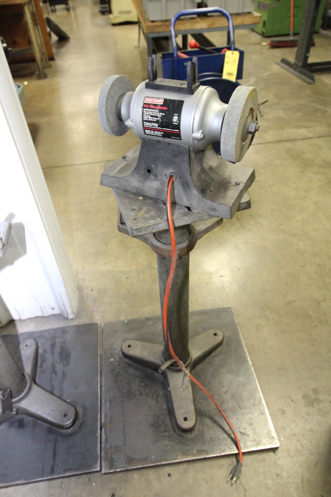 PEDESTAL BENCH GRINDER, CRAFTSMAN 6", 1/5 HP motor, set-up for polishing - Image 2 of 2