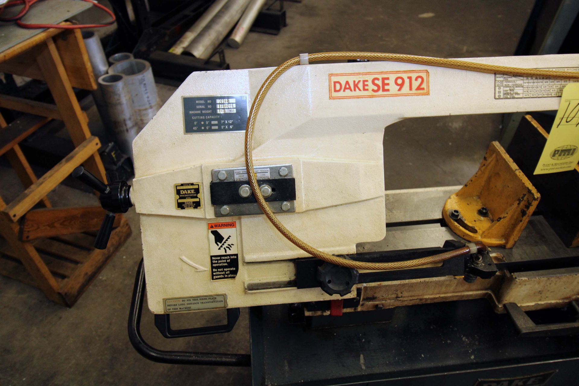 HORIZONTAL BANDSAW, DAKE MDL. SE912, 7" x 12" cutting cap., portable base, S/N 1711044 - Image 4 of 7