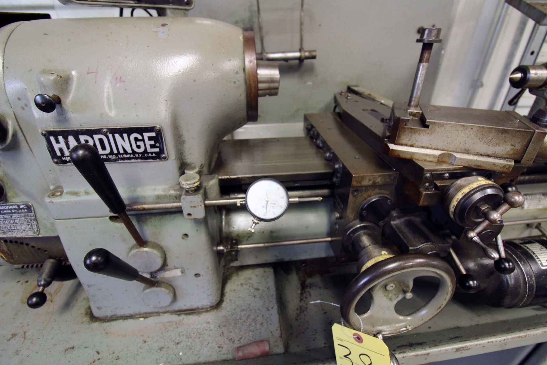 PRECISION TOOLROOM LATHE, HARDINGE MDL. HLVH, 10” swing, 20” dist. btwn. centers, cabinet base, - Image 9 of 9