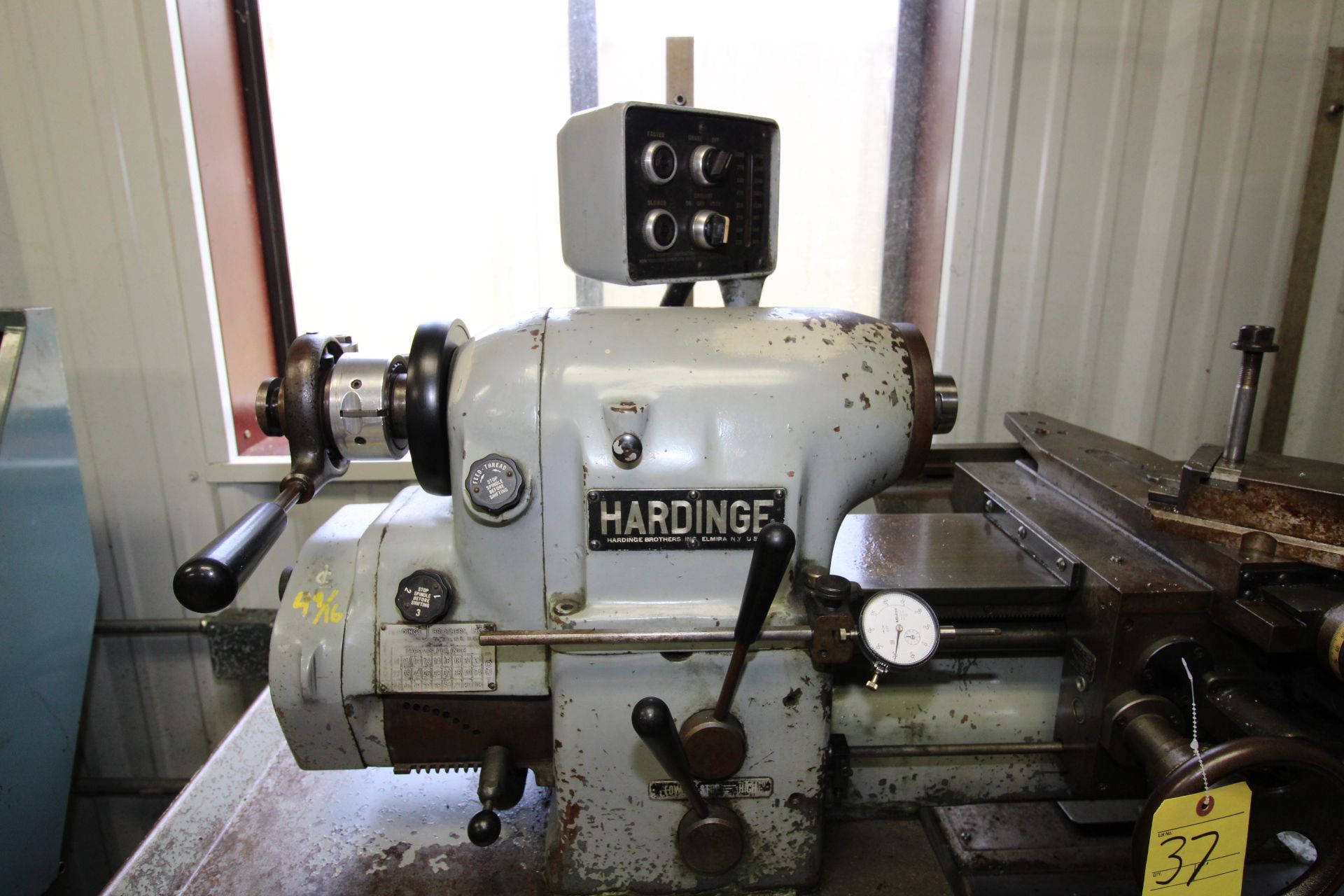 PRECISION TOOLROOM LATHE, HARDINGE MDL. HLVH, 10” swing, 20” dist. btwn. centers, cabinet base, - Image 9 of 13