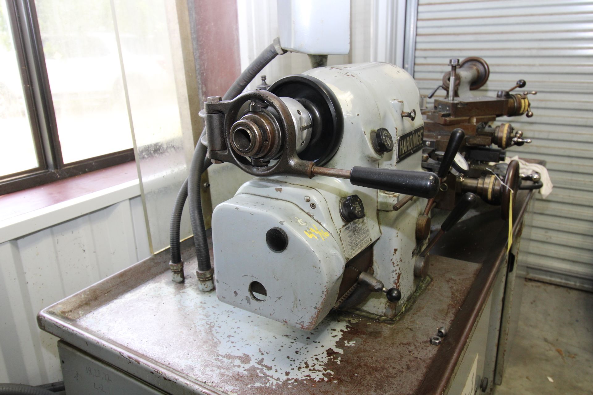 PRECISION TOOLROOM LATHE, HARDINGE MDL. HLVH, 10” swing, 20” dist. btwn. centers, cabinet base, - Image 12 of 13