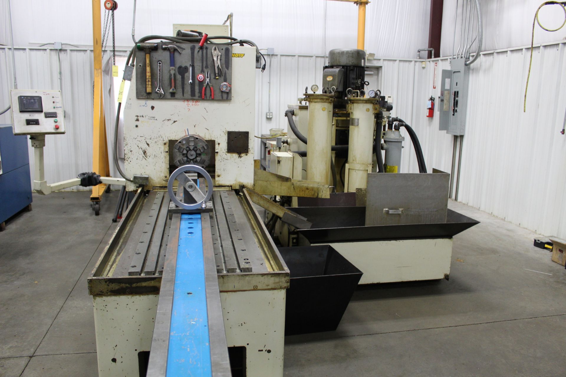 CNC GUN DRILLING MACHINE, DEHOFF, new 1997, 18”W. x 58”L. table, 60” stroke, 10 HP drill drive - Image 3 of 5