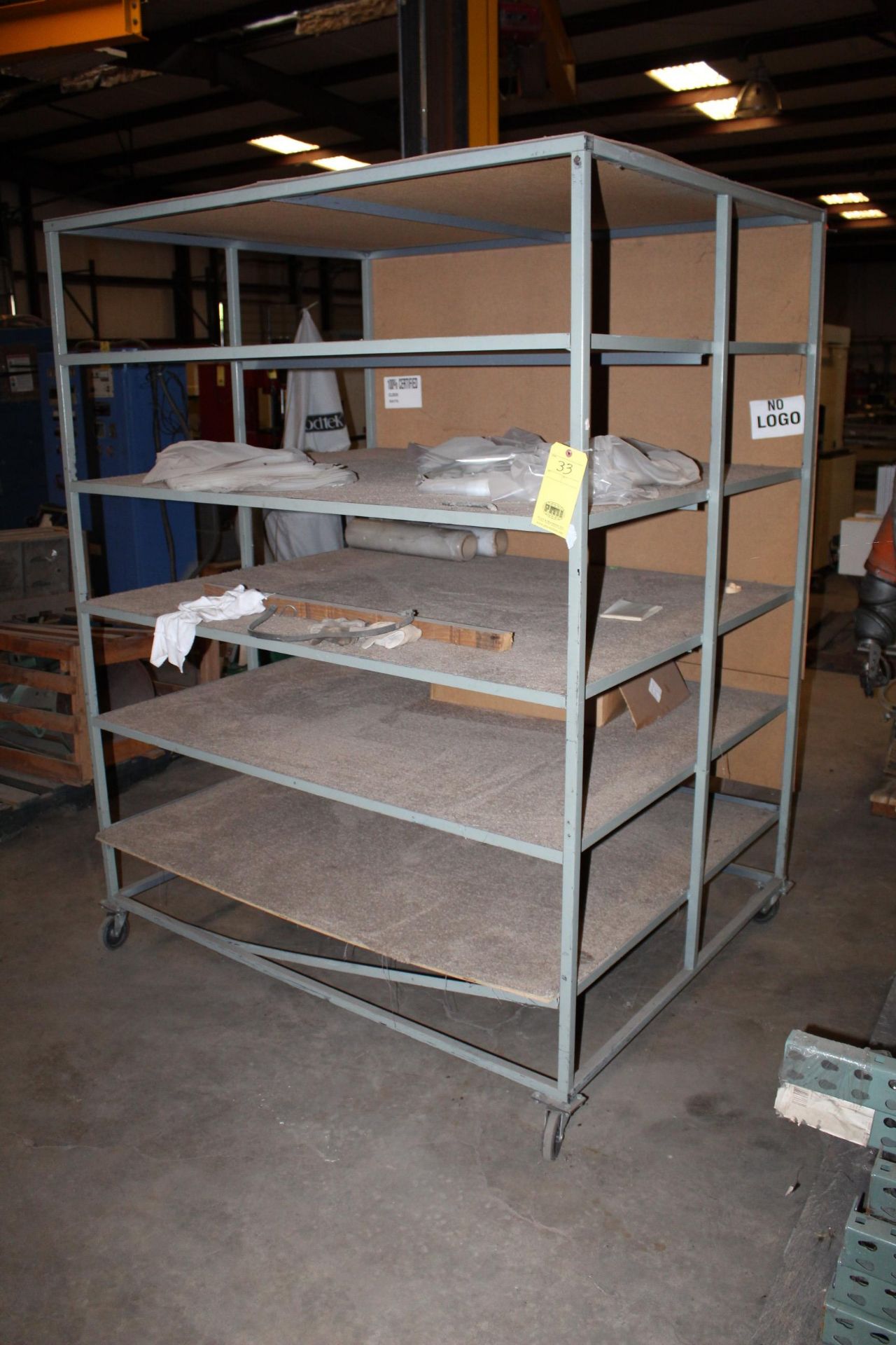 ROLLING MATERIAL CART, 6-tier, 4' dp. x 5'W., carpeted shelves (Located at: Accurate, Inc., 1200