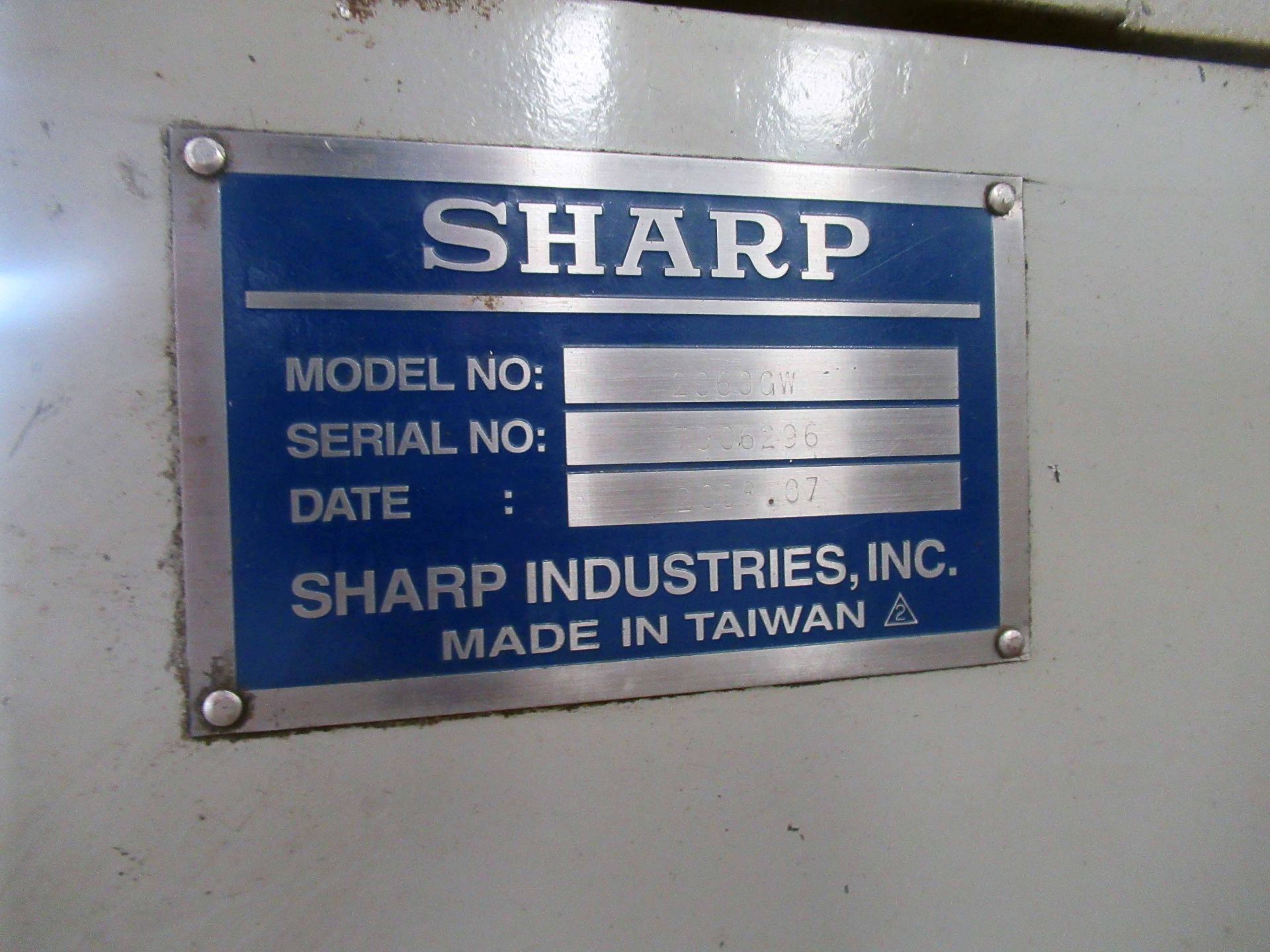 GAP BED ENGINE LATHE, SHARP 20" X 60" MDL. 2060C, new 2008, Fagor D.R.O., 12.5" dia. 3-jaw chuck, - Image 2 of 7