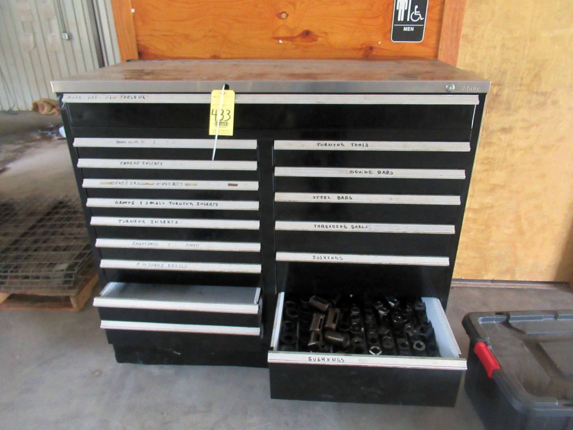 ROLLER DRAWER CABINET, SHURE, w/boring bar bushings (Located at: Enteq Upstream, 9302 Lambright