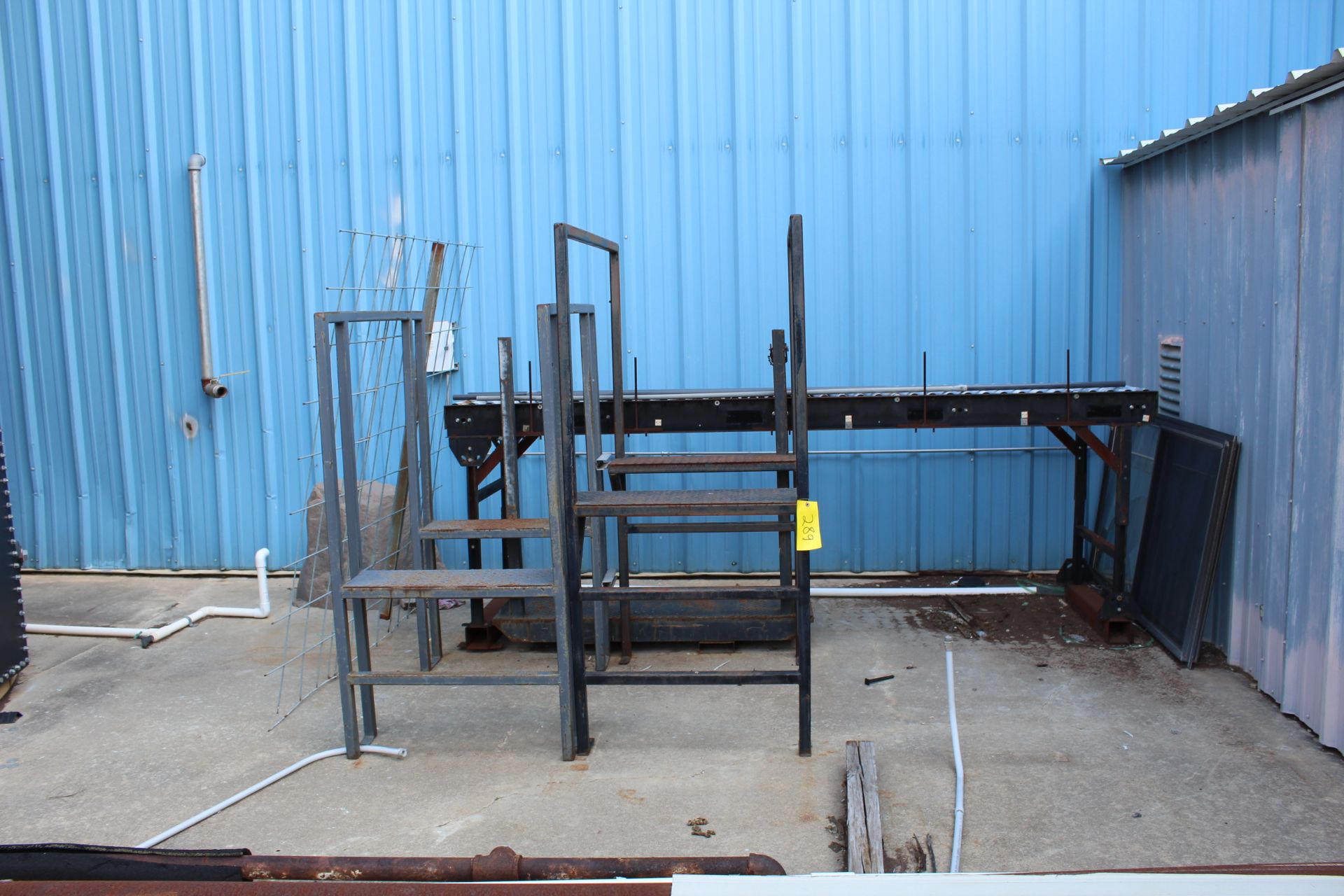 LOT CONSISTING OF: saw horses, assorted structural steel, steel steps (Located at: Accurate, Inc.,