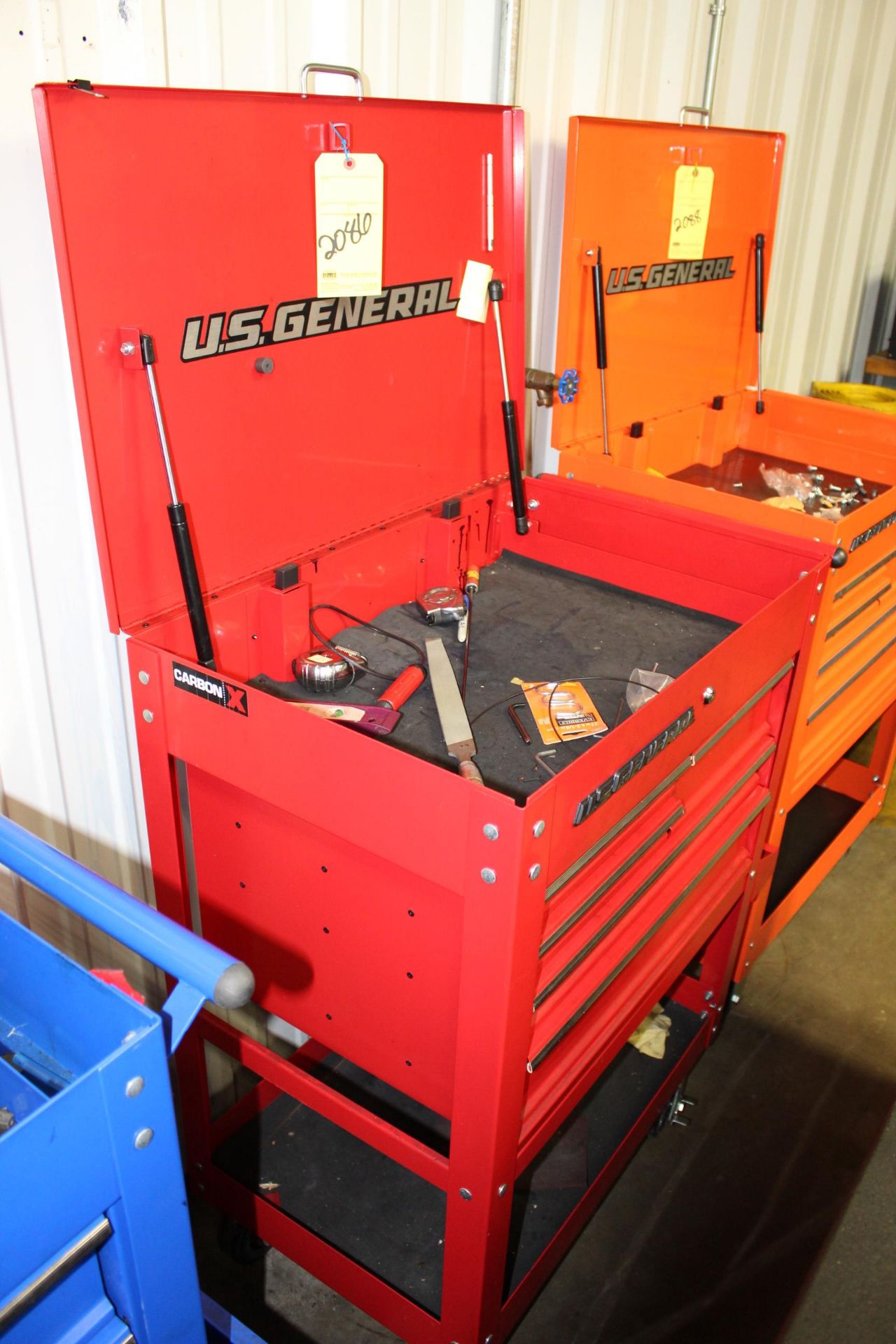 ROLLING TOOLBOX, U.S. GENERAL, w/locking roller drawers (red) (Located at: Langham Creek Machine