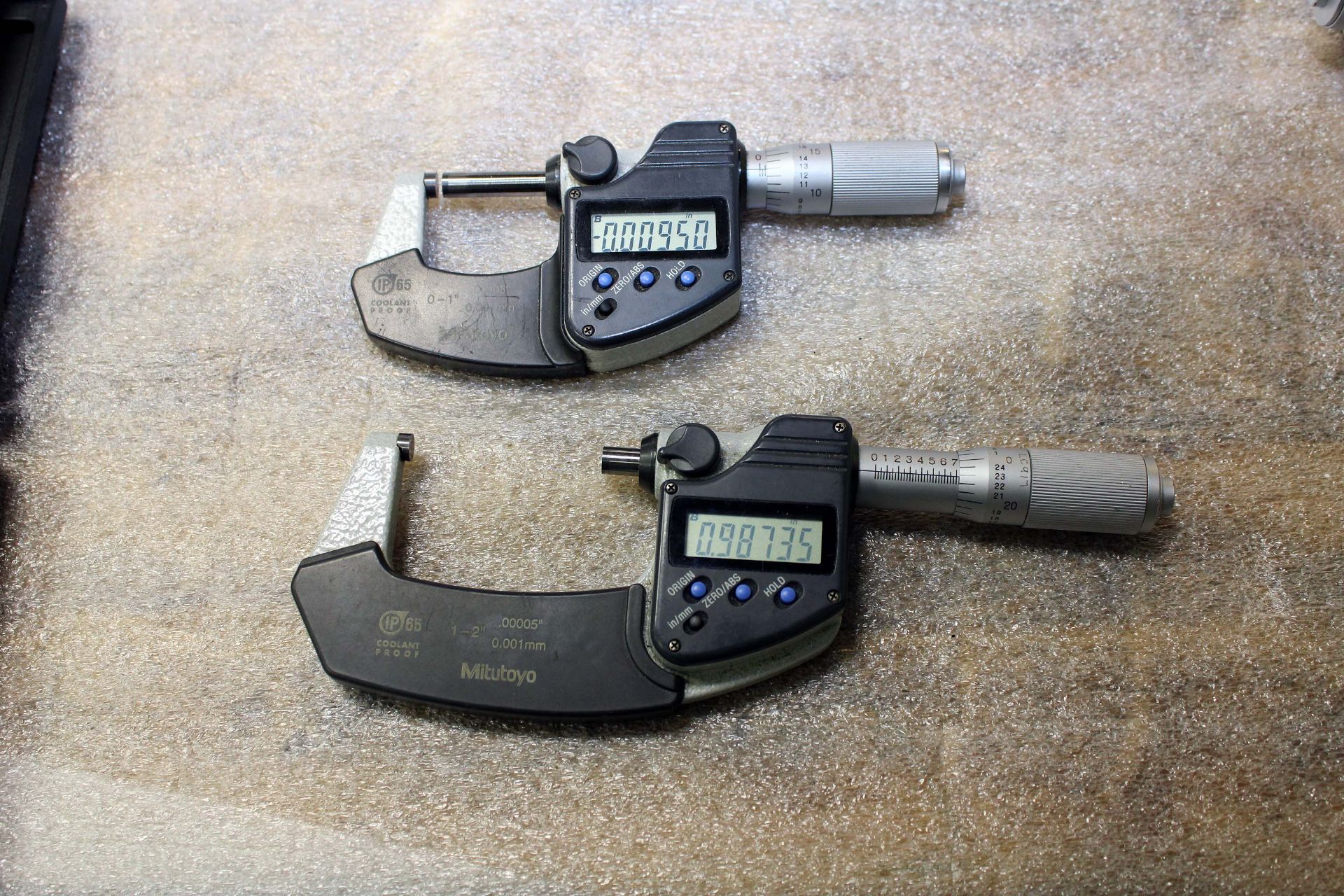 LOT OF DIGITAL MICROMETERS, MITUTOYO, (1) Mdl. 293-344 0 to 1" & (1) Mdl. 293-345 1" to 2"