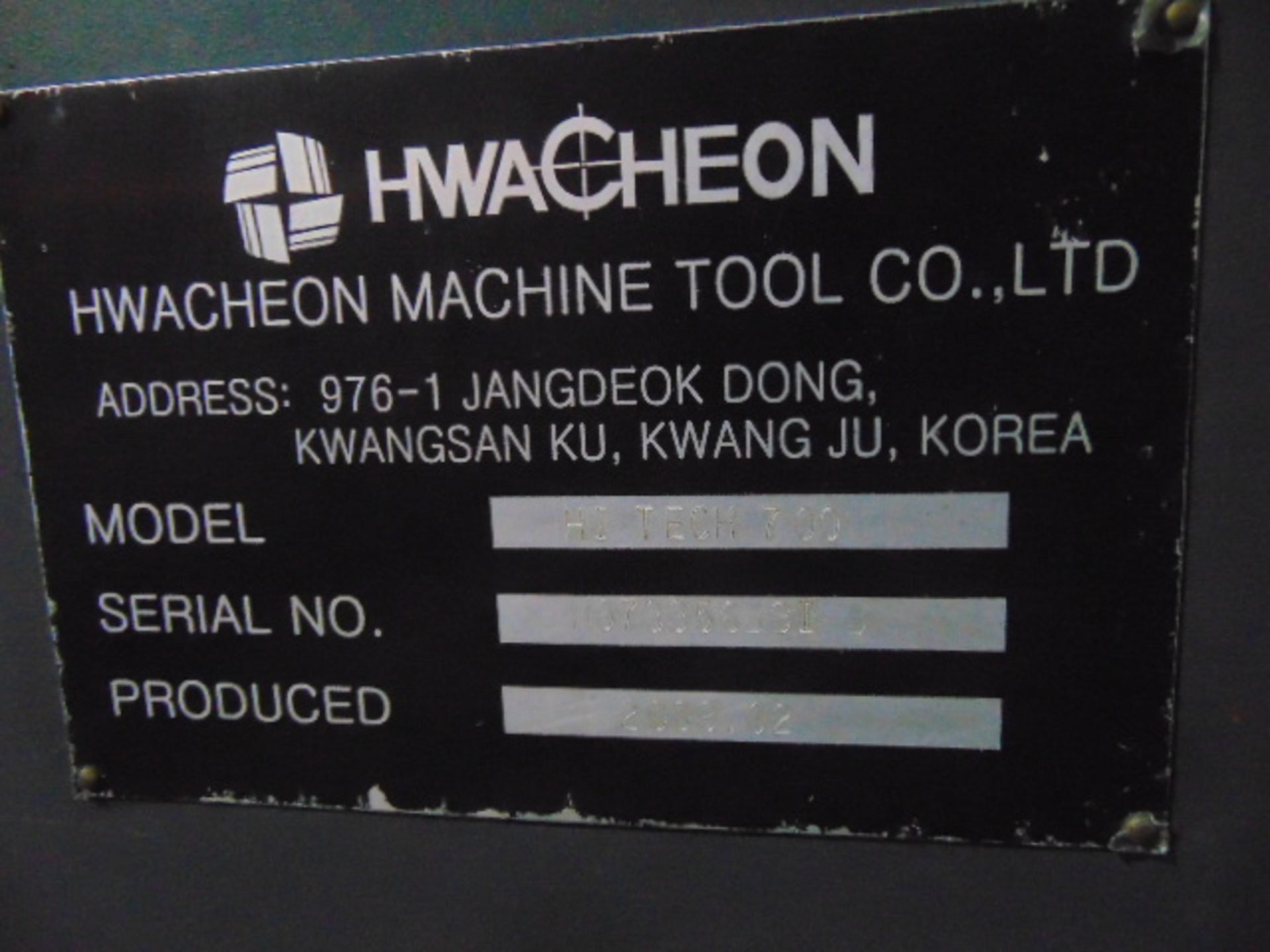 CNC LATHE, HWACHEON MDL. HITECH 700, new 2008, Fanuc Oi-TD CNC control, 27.56" max. cutting dia., - Image 4 of 17