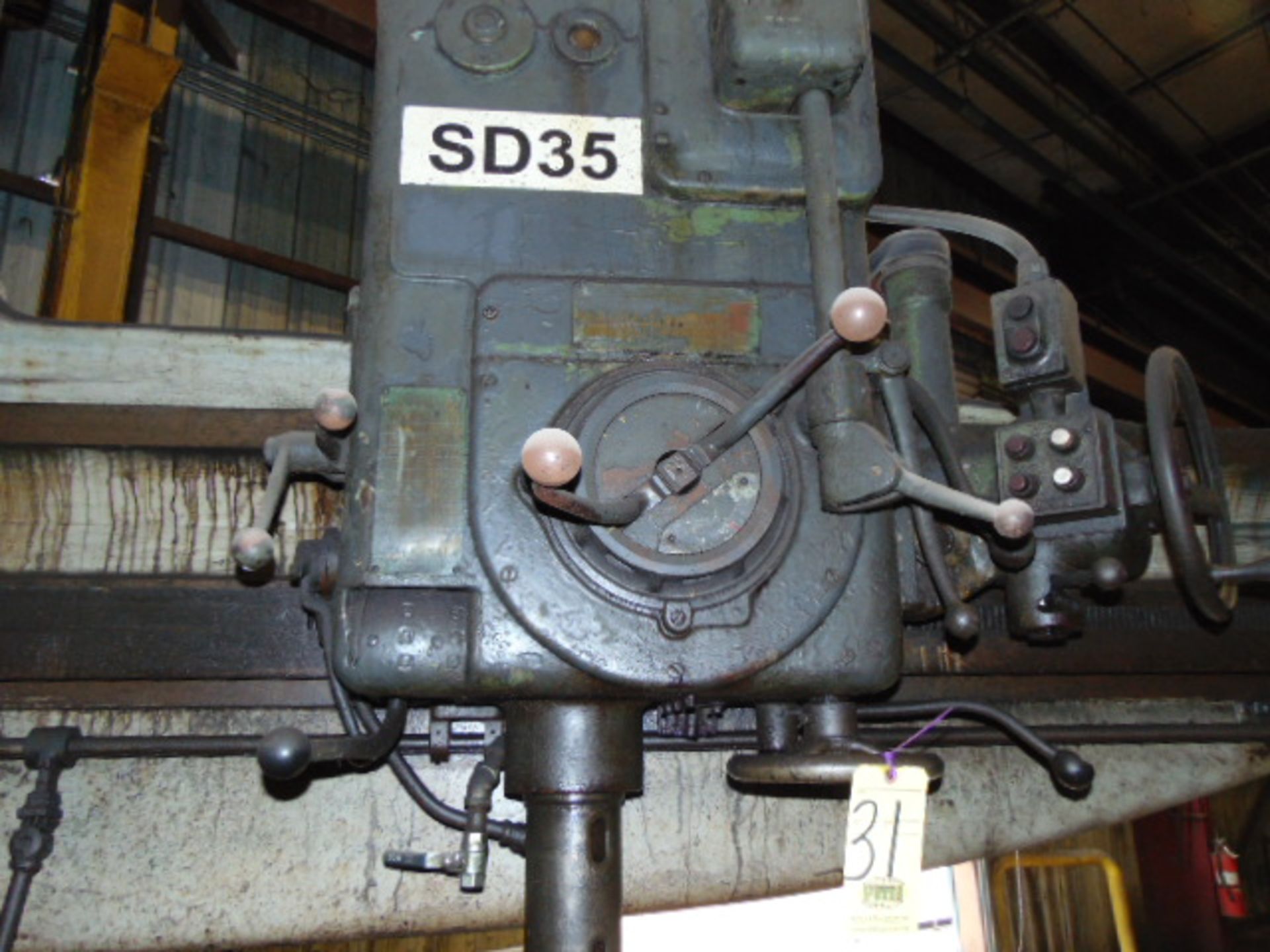 RADIAL ARM DRILL, CINCINNATI BICKFORD 6' X 19", pwr. clamp, feed and elevation, S/N 6E-493 ( - Image 3 of 10