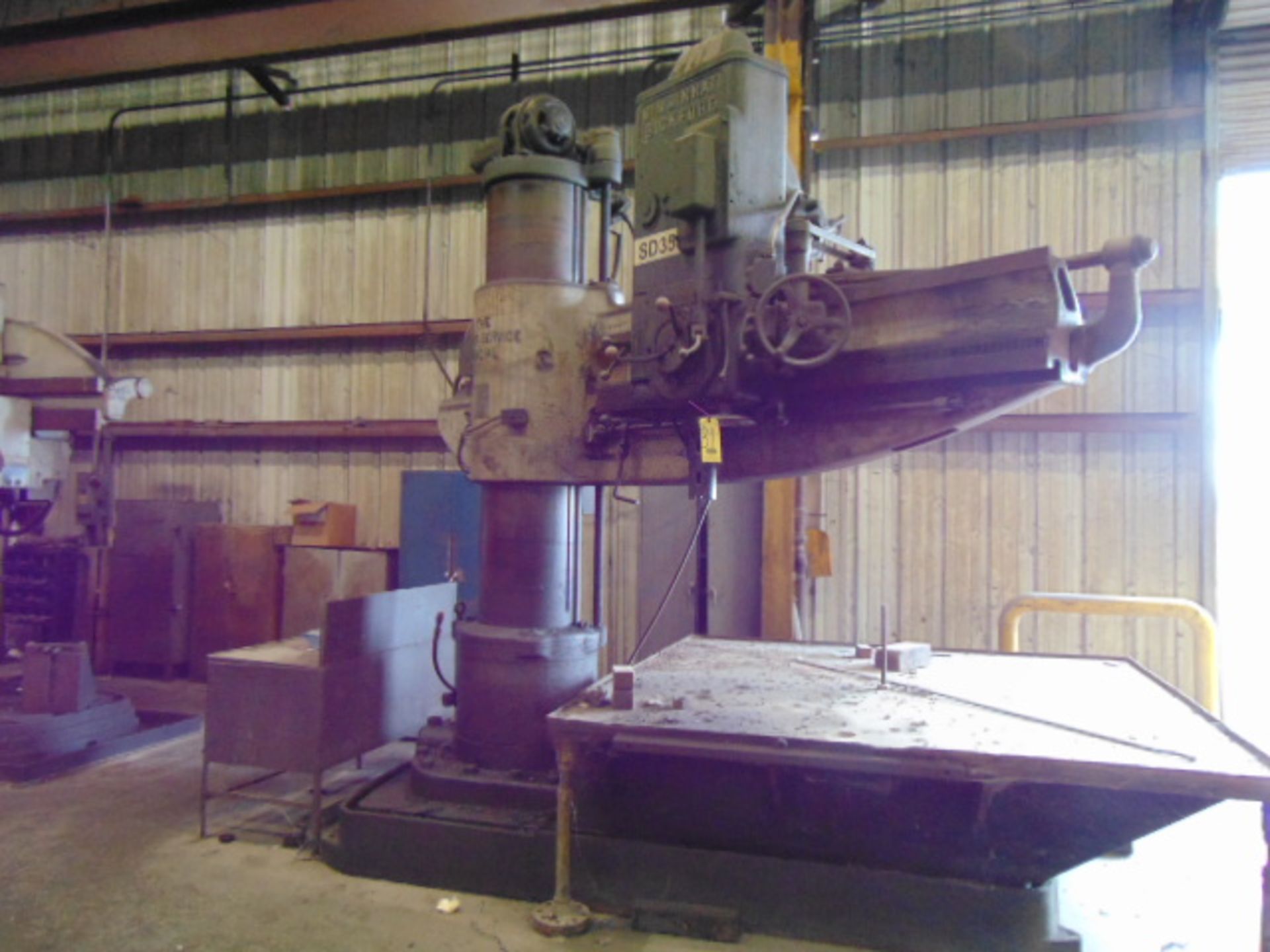 RADIAL ARM DRILL, CINCINNATI BICKFORD 6' X 19", pwr. clamp, feed and elevation, S/N 6E-493 (