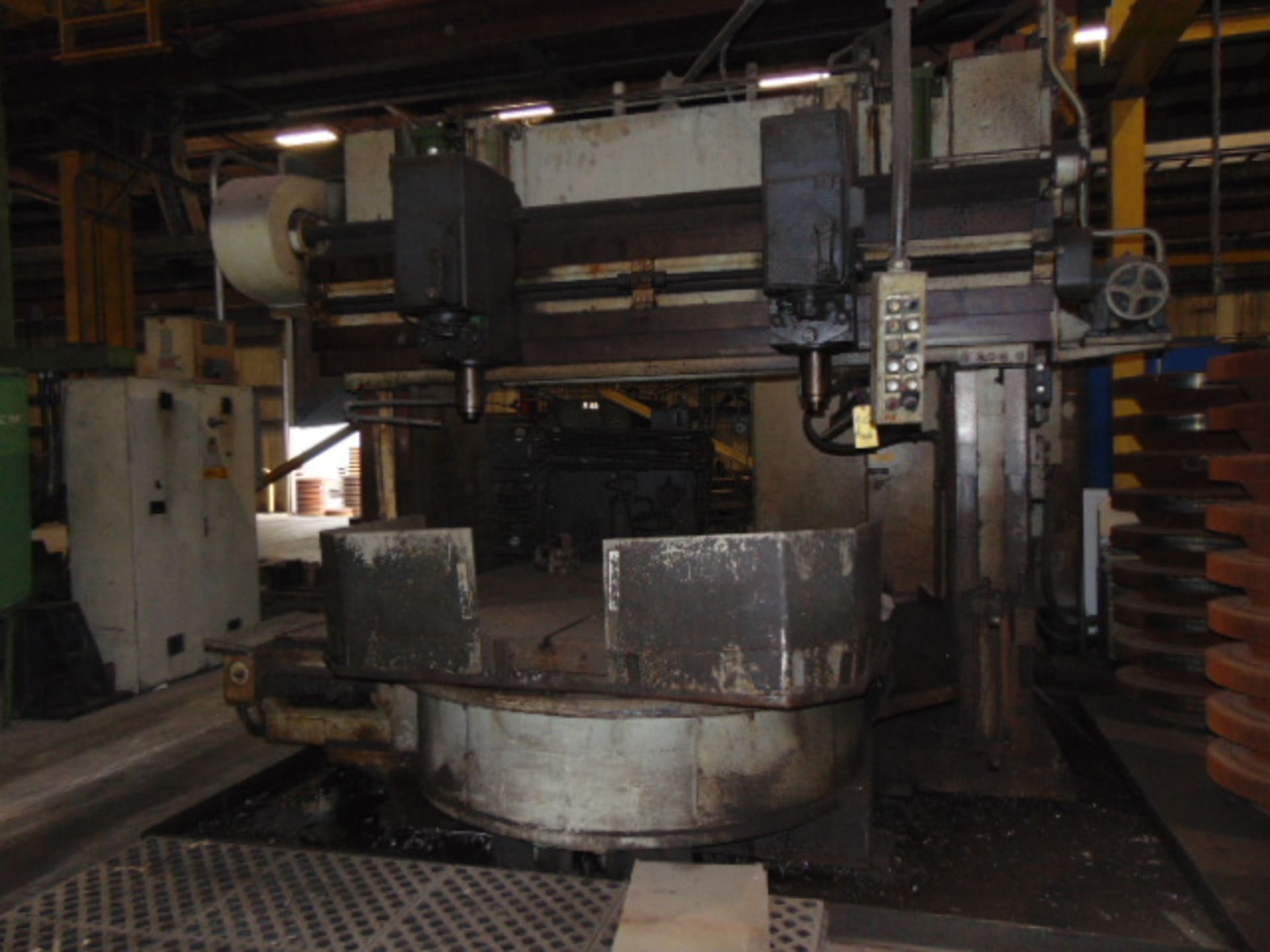 TWIN SPINDLE DRILL, MOLINE MDL. HD68 "THE HOLE HOG LINE", 72" rotary tbl., (2) spline drive