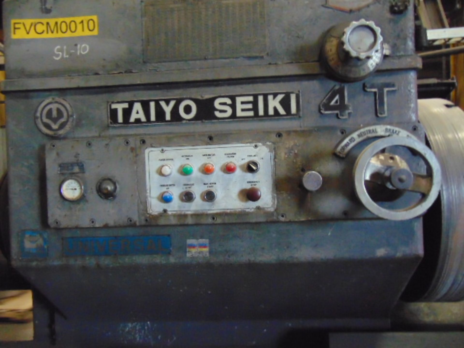TURRET LATHE, TAIYO SEIKI 4T, 12.5" bore, 31.5" 3-jaw chuck, full length lead screw, cross sliding - Image 2 of 14