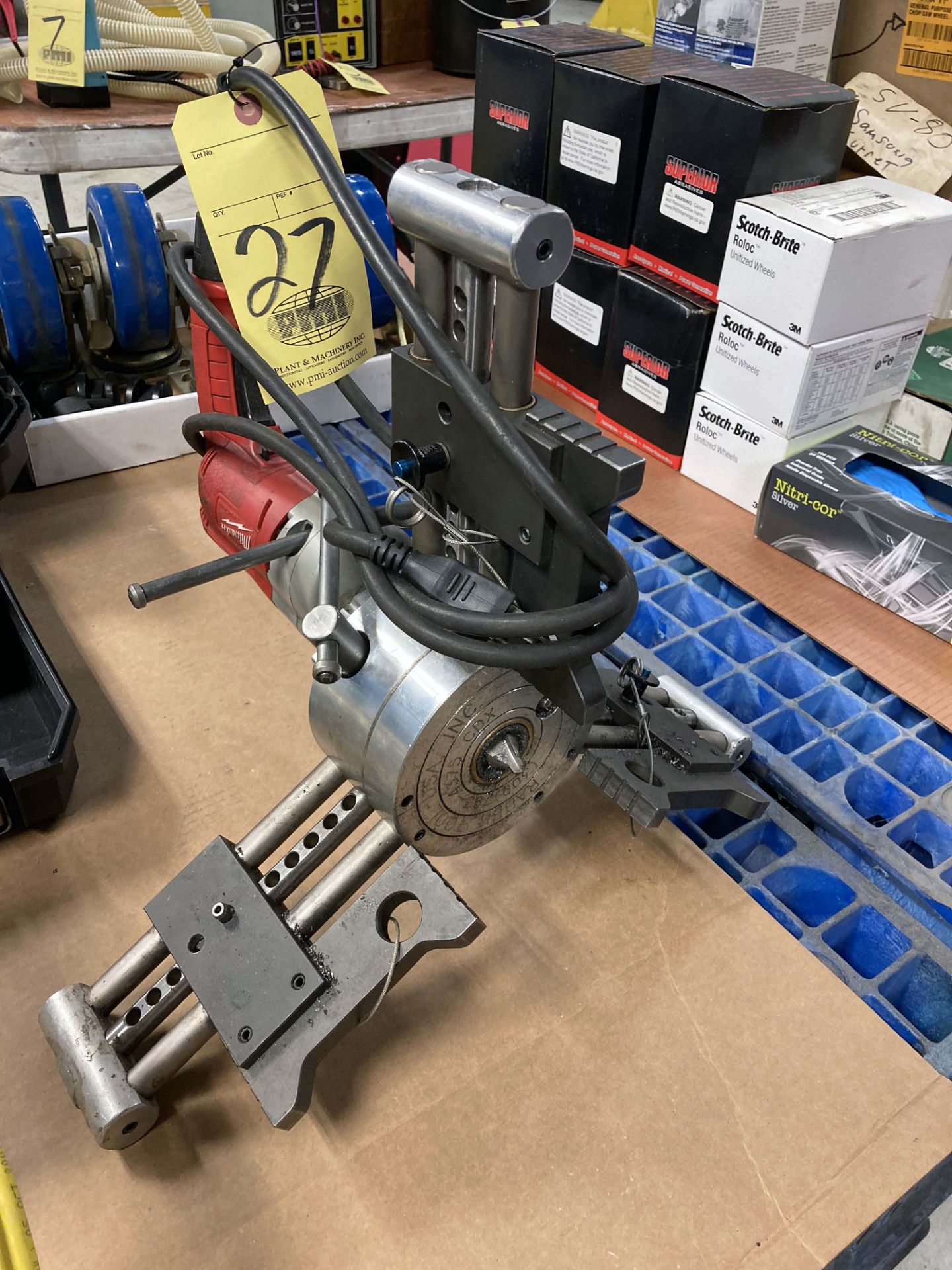 ELECTRIC DRILL, MILWAUKEE, w/centering chuck fixture (Located at: AF Global/Ameriforge R&D Facility,