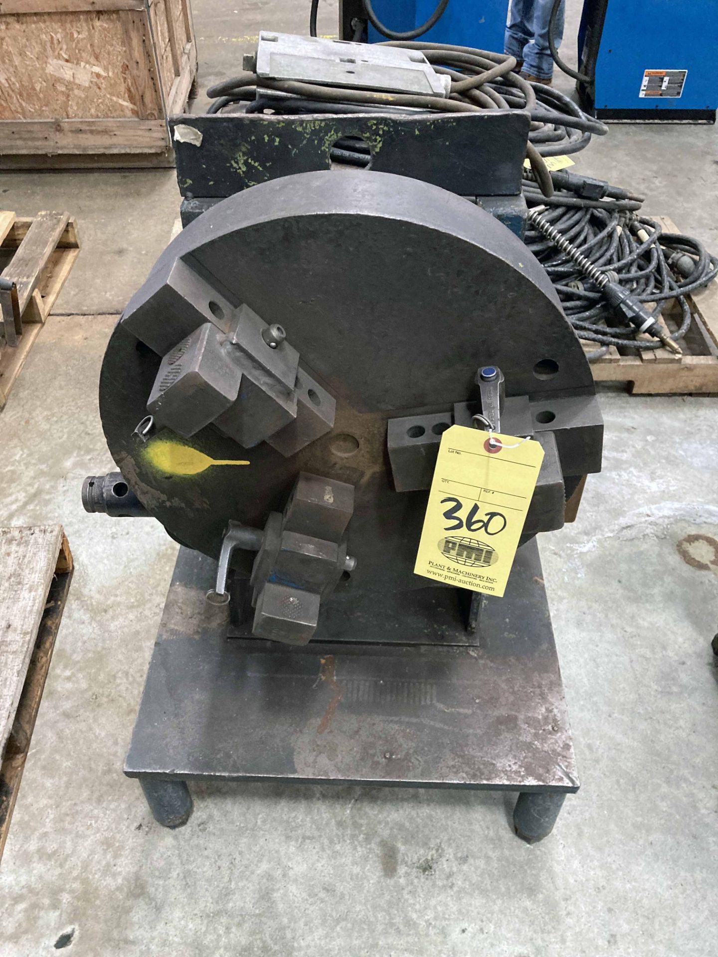 WELDING POSITIONER, PANDJIRIS 500 LB. CAP., 20" gripper chuck, Alpha 5-3, S/N 800-5626-8 (Located