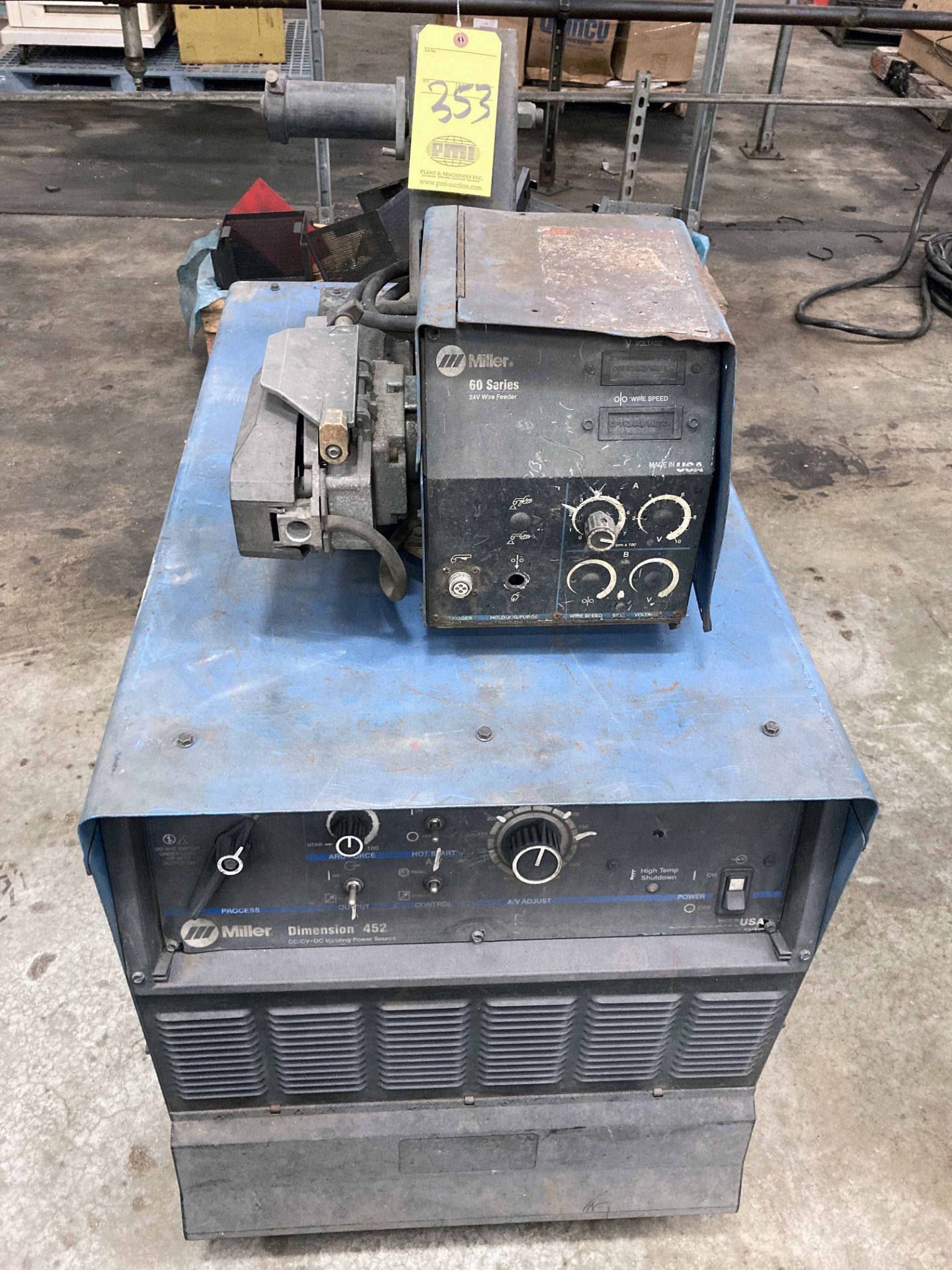 WELDING MACHINE, MILLER DIMENSION 452, 60 Series feeder, S/N KJ002004 (Located at: AF Global/Maass