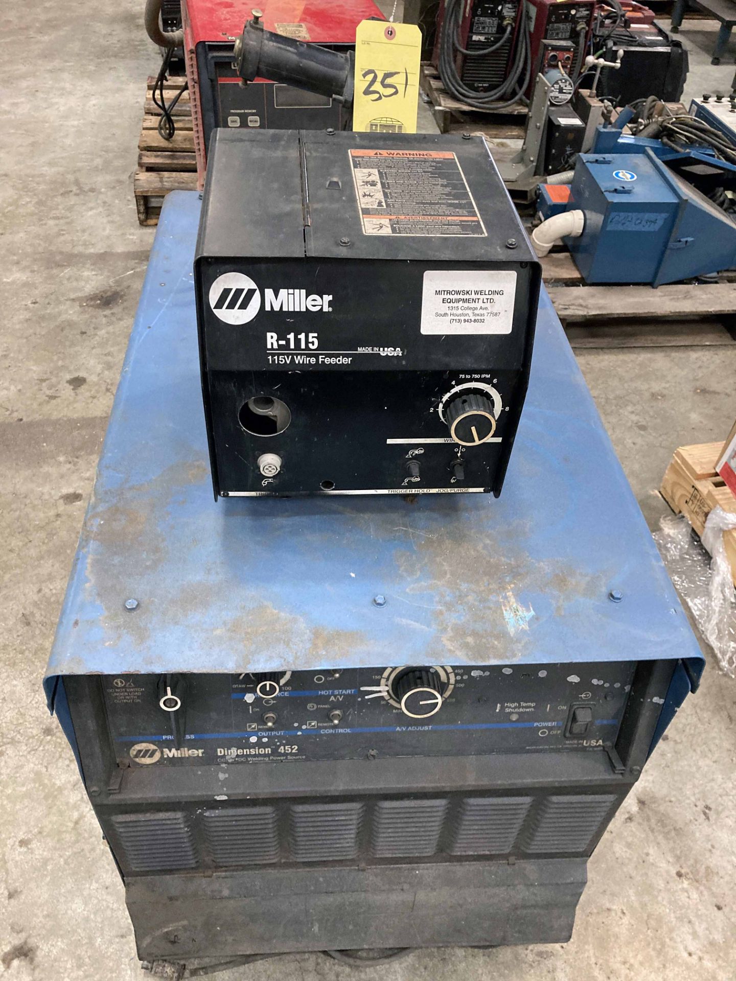 WELDING MACHINE, MILLER DIMENSION 452, R115 feeder, S/N KJ225408 (Located at: AF Global/Maass Flange