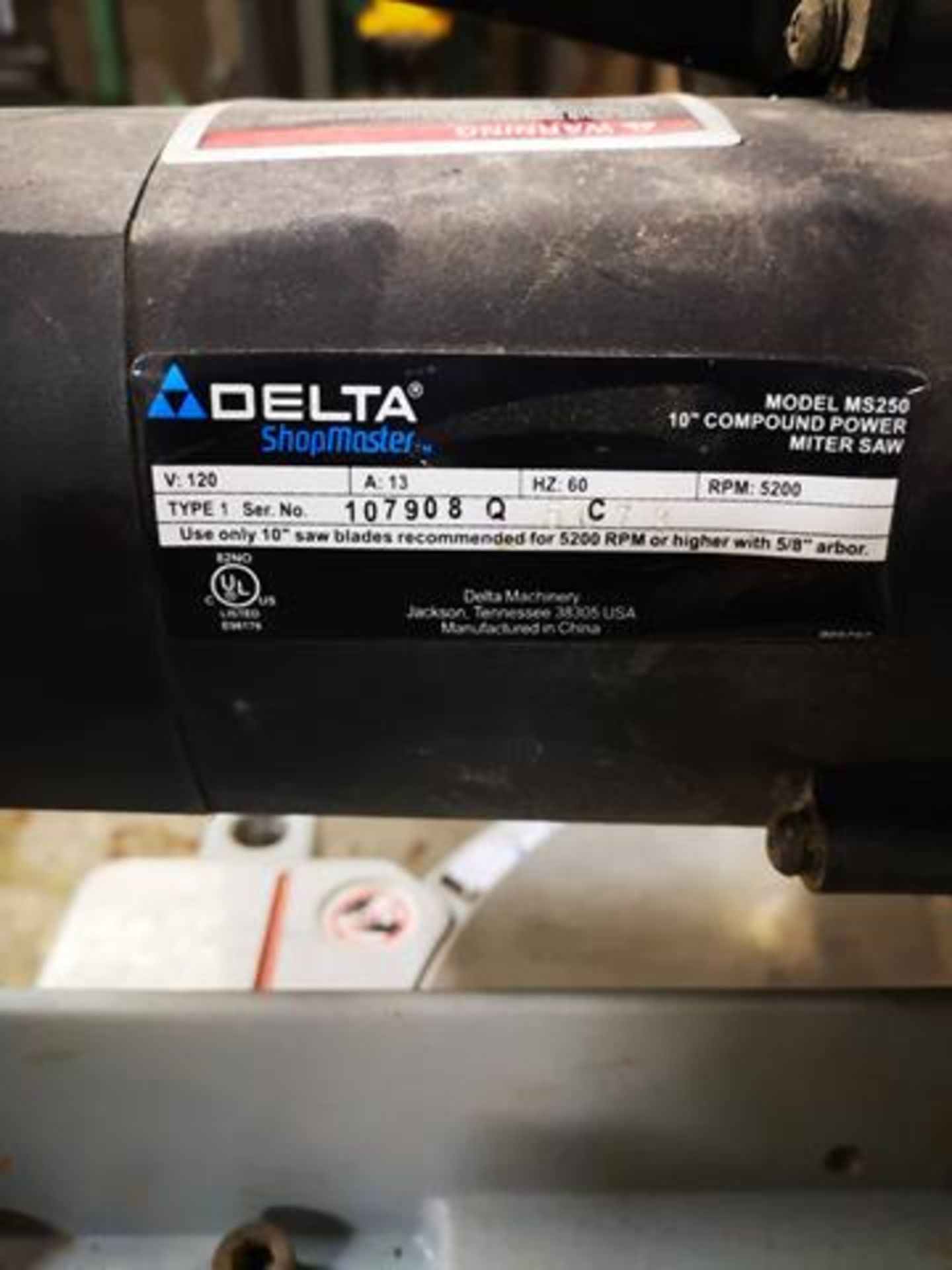 DELTA, MS250, 10"INCH COMPOUND MITER SAW 110 VAC - Image 3 of 3